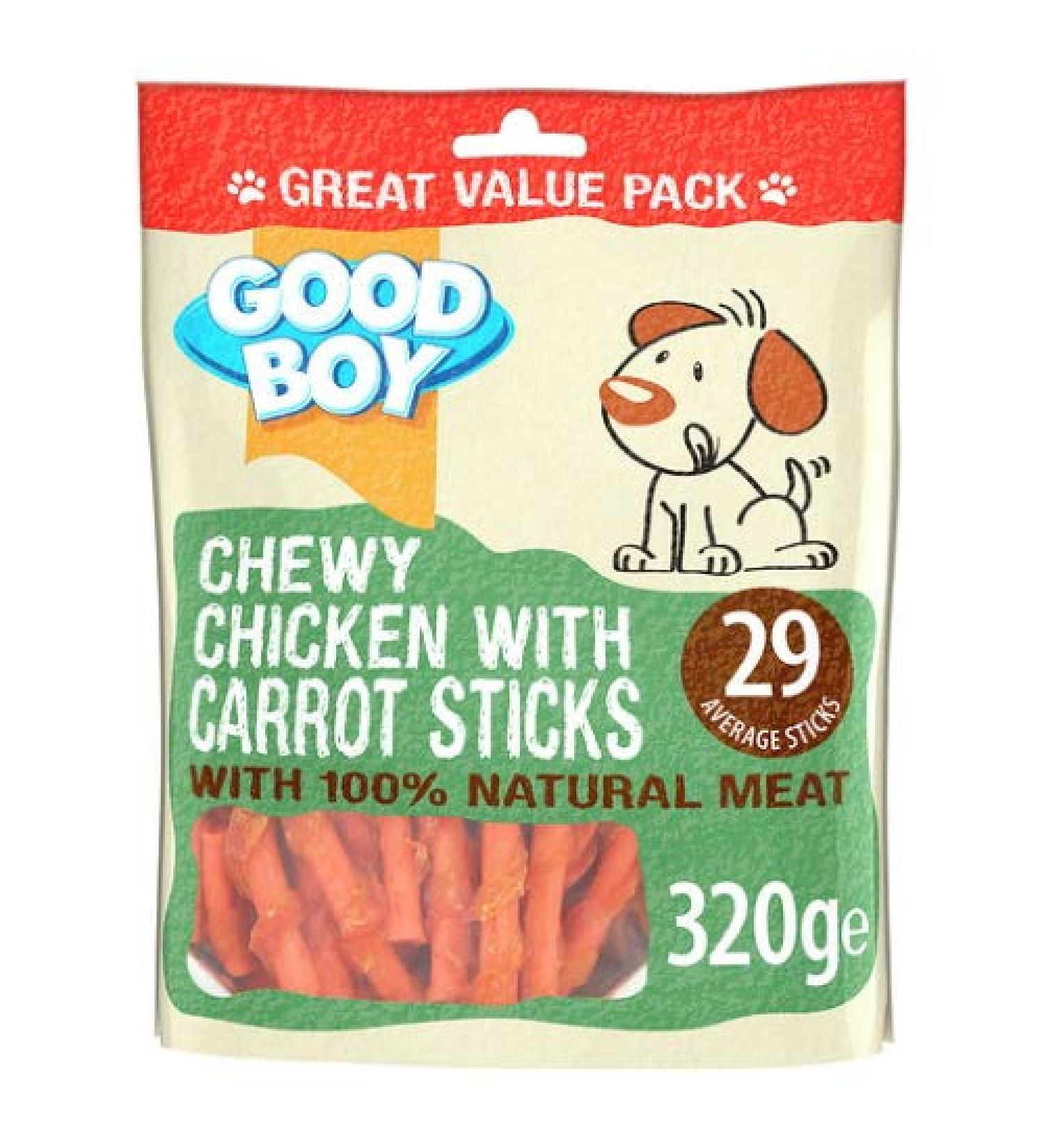 GoodBoy *NEW* 320G VALUE PACK CHEWY CHICKEN WITH CARROT STICKS NATURAL MEAT DOG TREATS