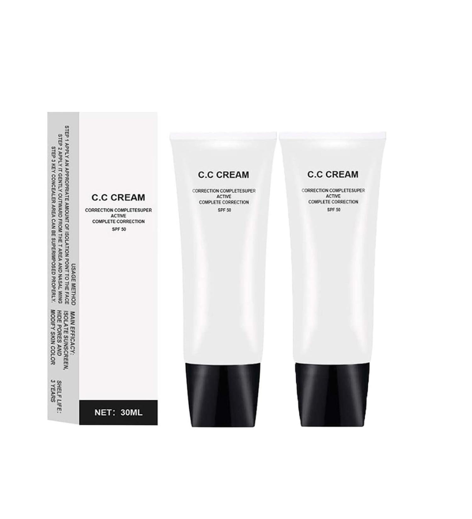 Cc Cream for Mature Skin Skin Tone Adjusting Cc Cream SPF 43 Color Correcting Cream Cosmetics CC Cream Colour Correcting Self Adjusting for Mature Skin (2pcs) - Buy Online on SooperMarket.com