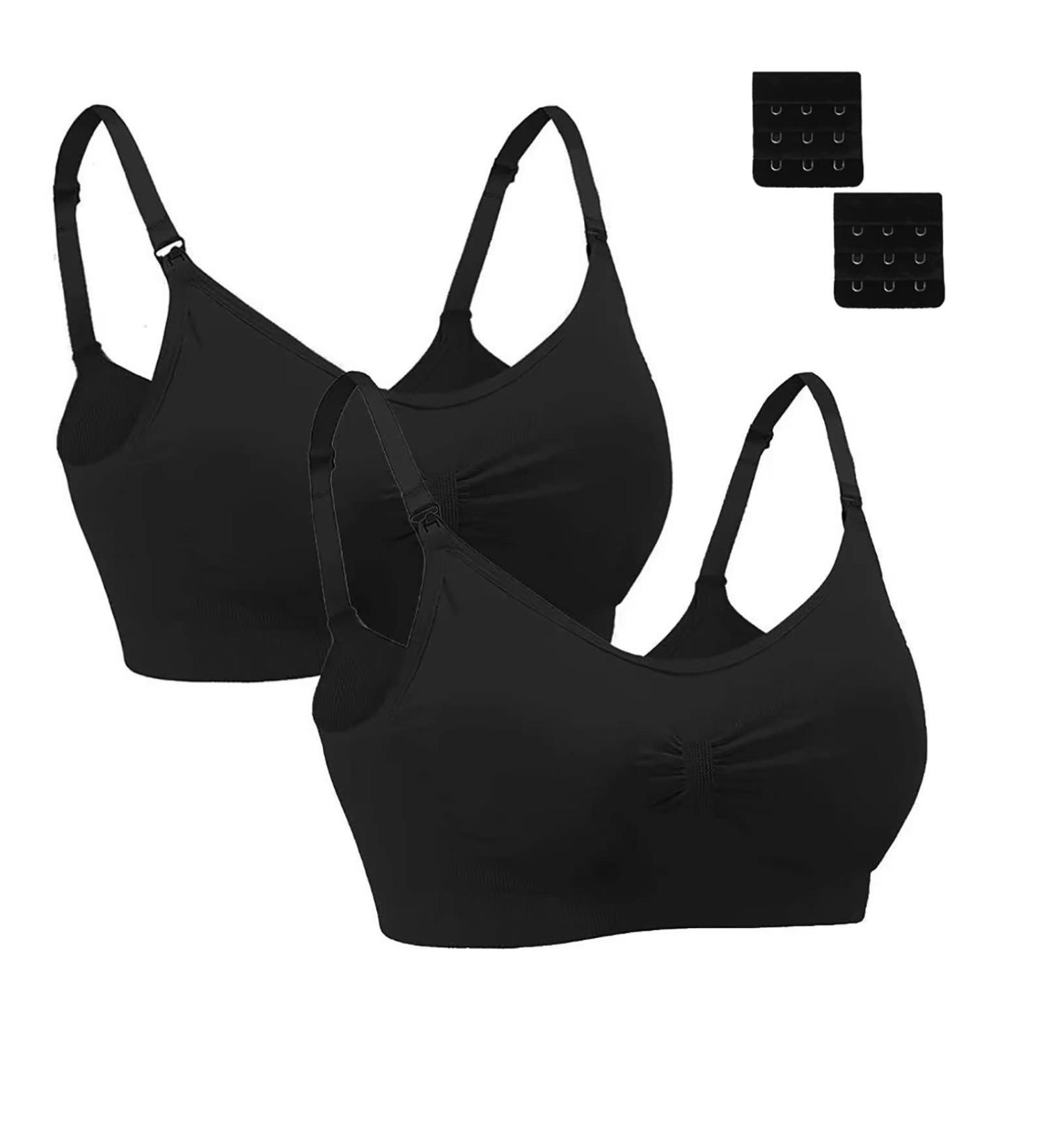 Dreamburn Maternity Nursing Bra XL - Seamless Wireless Comfort for Breastfeeding - 4 Row Hook Adjustment - Removable Spill Prevention Pads - Includes Extenders - 2 Black Pack - Buy Online on SooperMarket.com