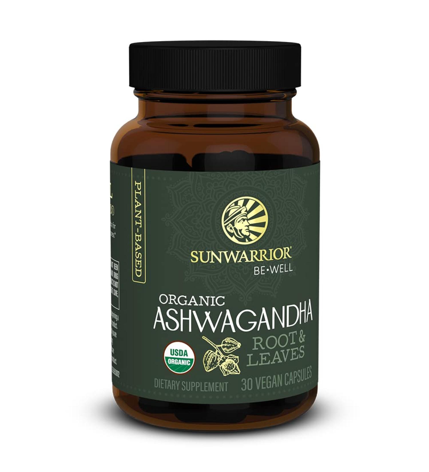 Sunwarrior Ashwagandha with Organic Black Pepper | 30 Capsules - Sleep Aid, Stress Relief, Immune Support | Promotes Calm & Relaxation | Gluten Free, Dairy Free, Non GMO, Keto, Raw Organic - Buy Online on SooperMarket.com