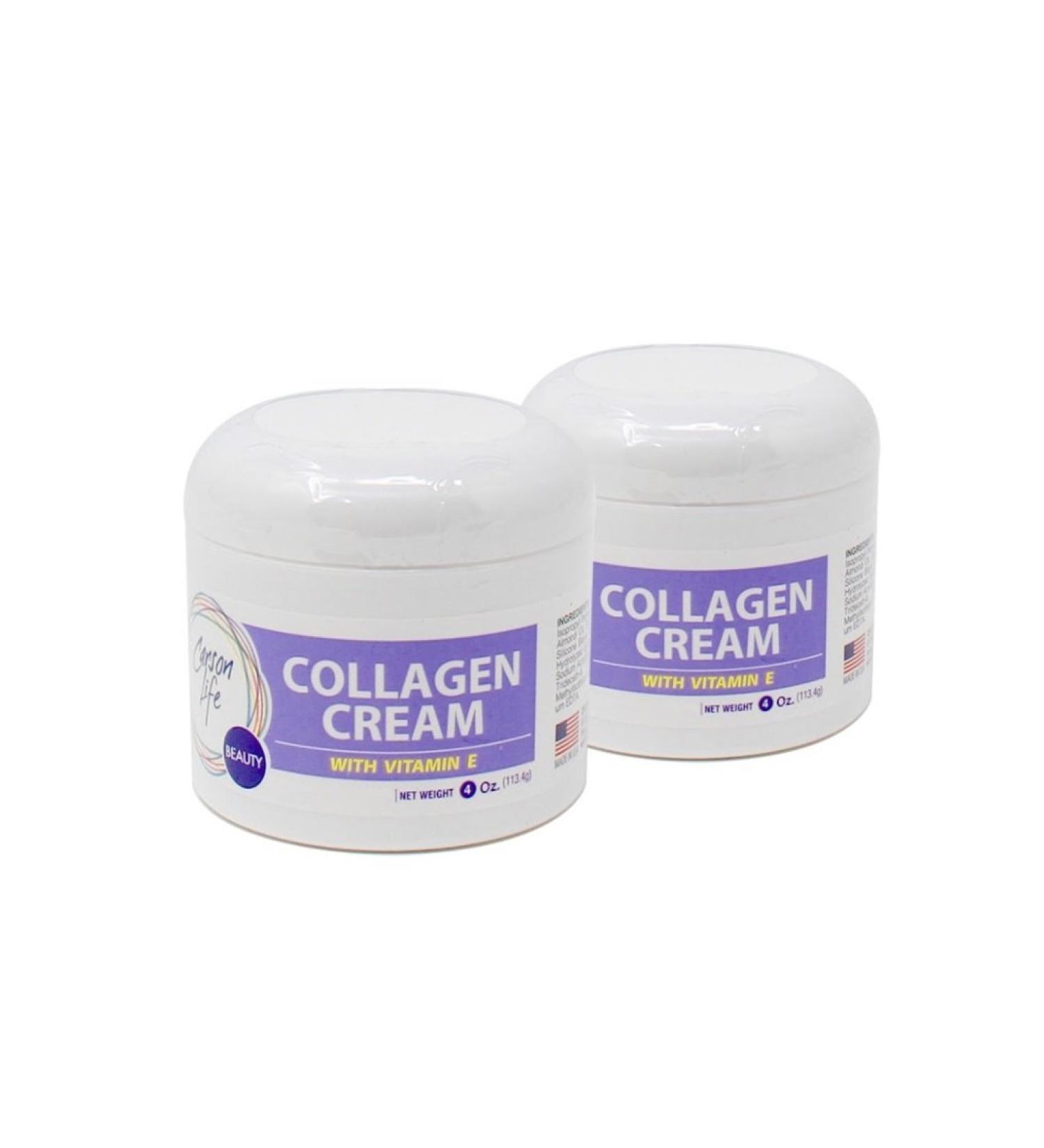 Carson Life Collagen Beauty Cream With Vitamin E - 4 Oz - Marvelously Rejuvenate Skin & Prevent Wrinkles - Keep Your Skin and Face Healthy - Made in the USA (2 Pack) Day Cream 4 Ounce (Pack of 2)
