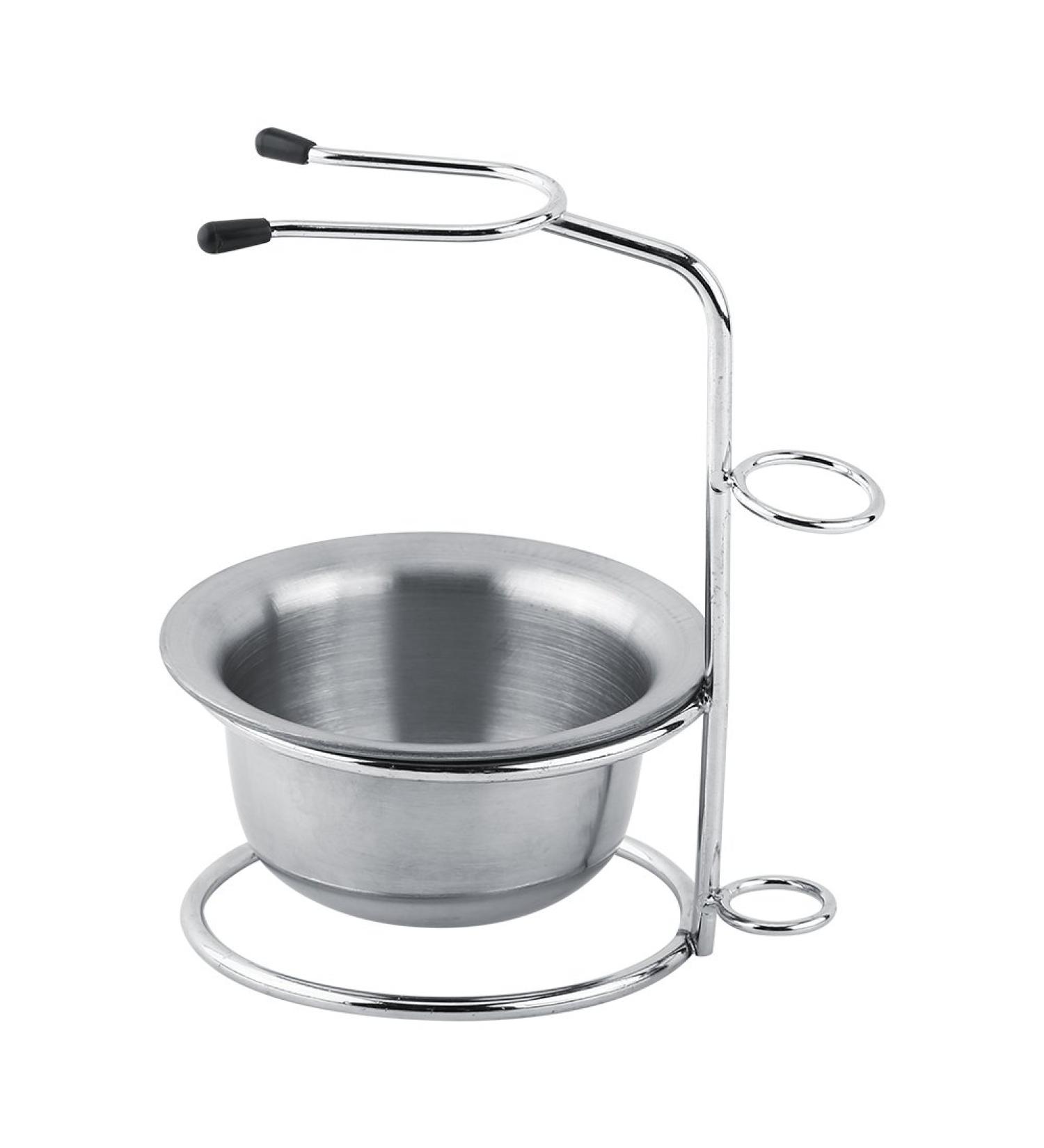 Dekaim Stainless Steel Shaving Brush Stand & Soap Dish Bowl | Manual Razor & Shaving Brush Holder | Premium Silver Shaving Accessories - Buy Online on SooperMarket.com