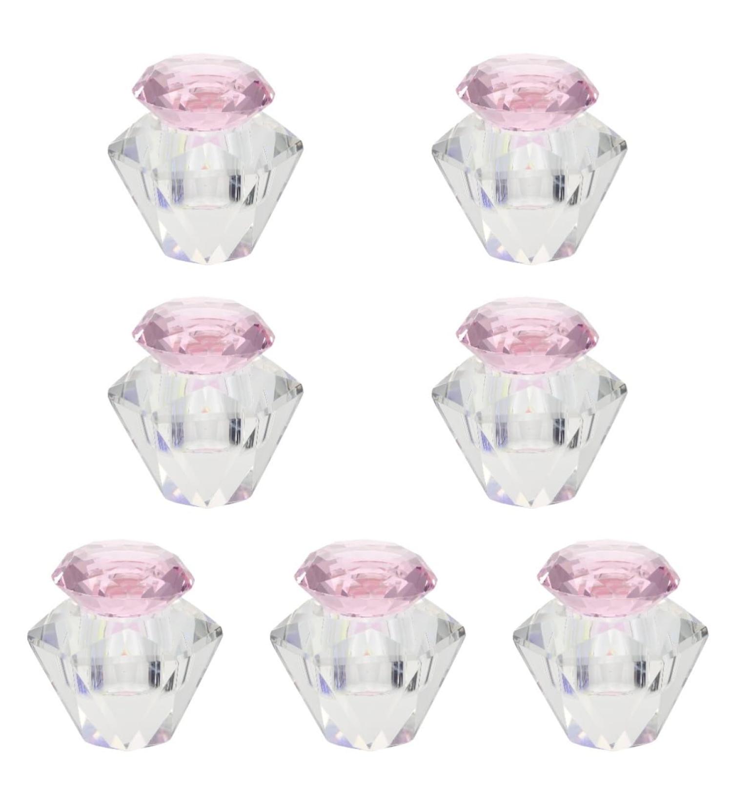 FRCOLOR 7 Pcs Nail Art Crystal Cup Crystal Dappen Dish Nail Powder Dish Nail Monomer Liquid Bowl Dappen Dish with Lid Dappen Dish for Nails Nail Cup Decorative Plate White Crystal Acrylic 5.5x5.5cmx7pcs Pinkx7pcs - Buy Online on SooperMarket.com