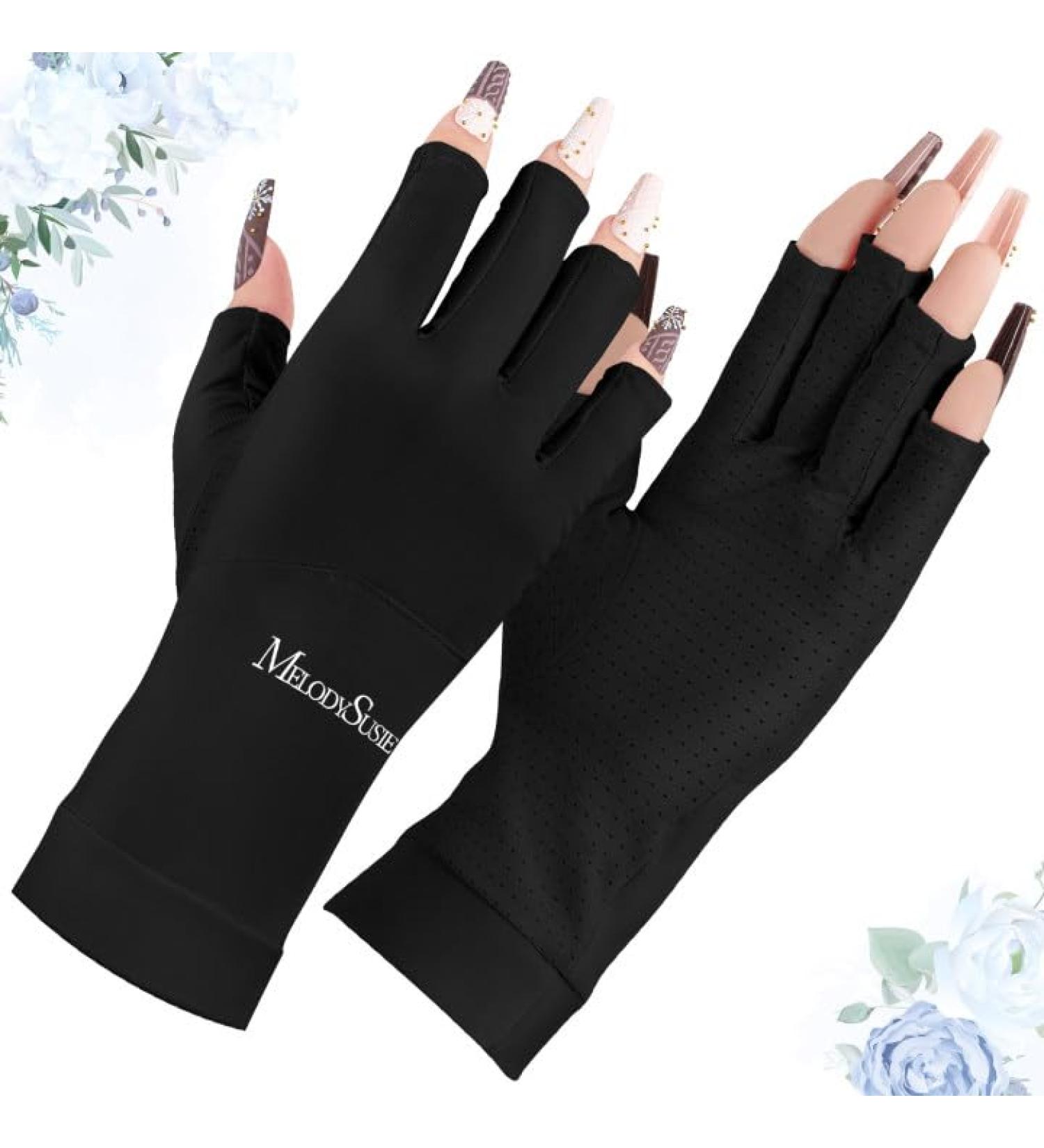 Buy MelodySusie Premium UV Gloves for Nails - Professional UPF 99+ Protection Cool Fabric Fingerless Anti-UV Glove for Manicures - Protect Your Hands from UV Harm - Buy Online on SooperMarket.com