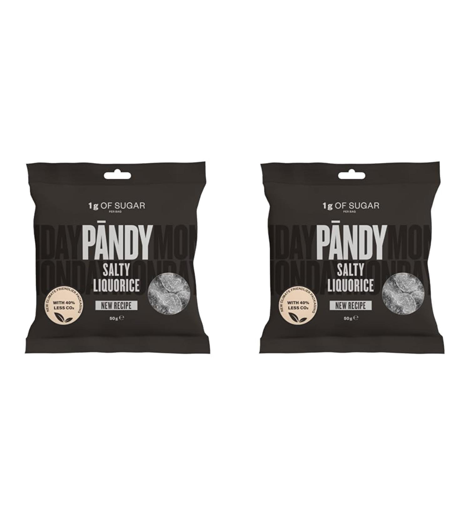 PANDY Candy SALTY LIQUORICE - Classic Liquorice Flavour with a Touch of Salt Gummy Candies Bag Only 1g Sugar & 80 Calories 1x50g (Pack of 2) - Buy Online on SooperMarket.com