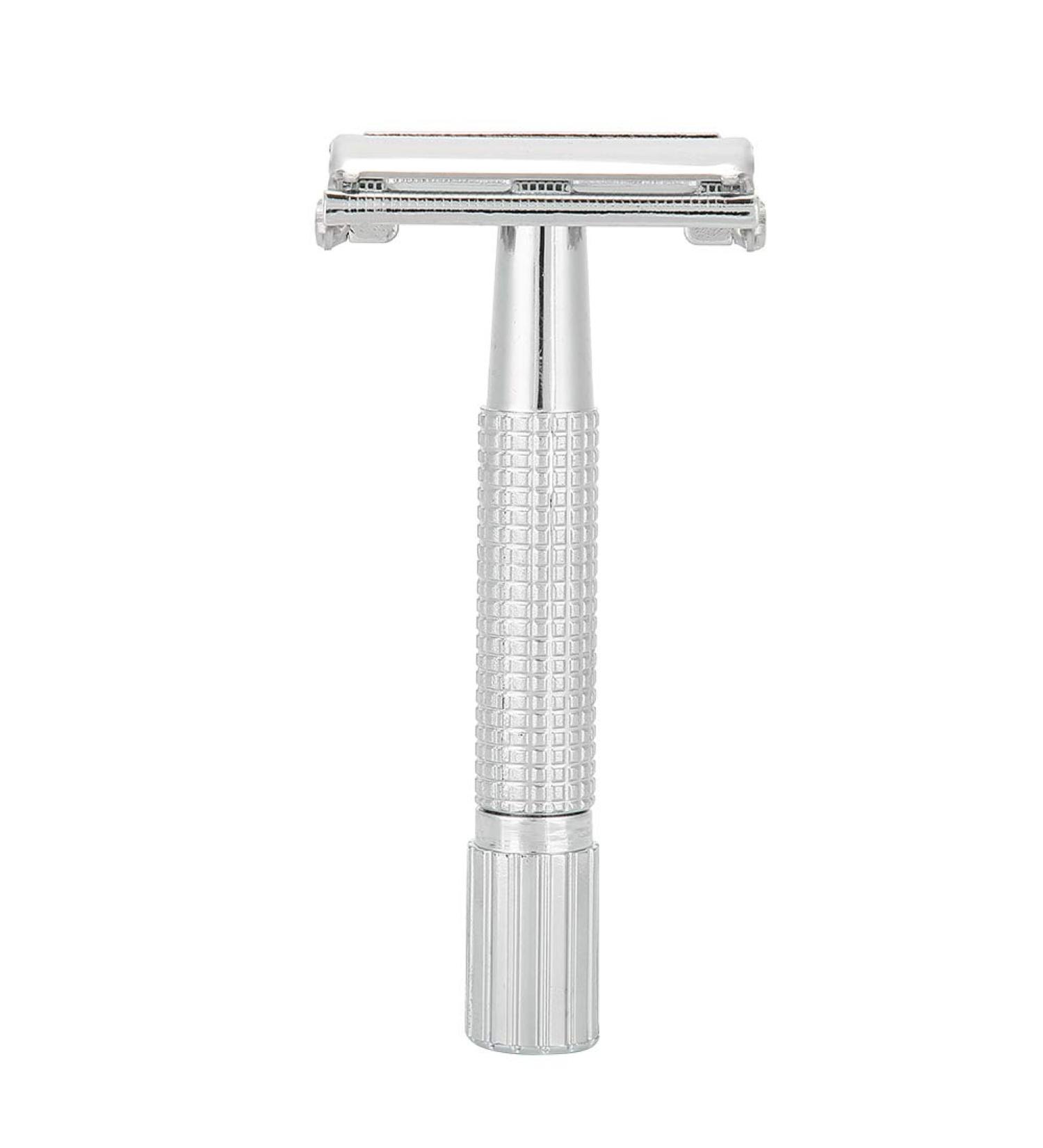 Premium Double Edge Silver Hand Razor for Men - Includes Case | Perfect Beard Grooming Tool - Buy Online on SooperMarket.com