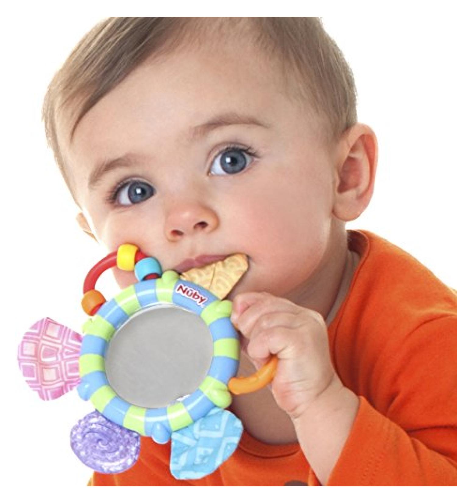 Nuby Look-at-Me Mirror Teether Toy - Colorful and Safe for Babies | CMV Variants Available - Buy Online on SooperMarket.com