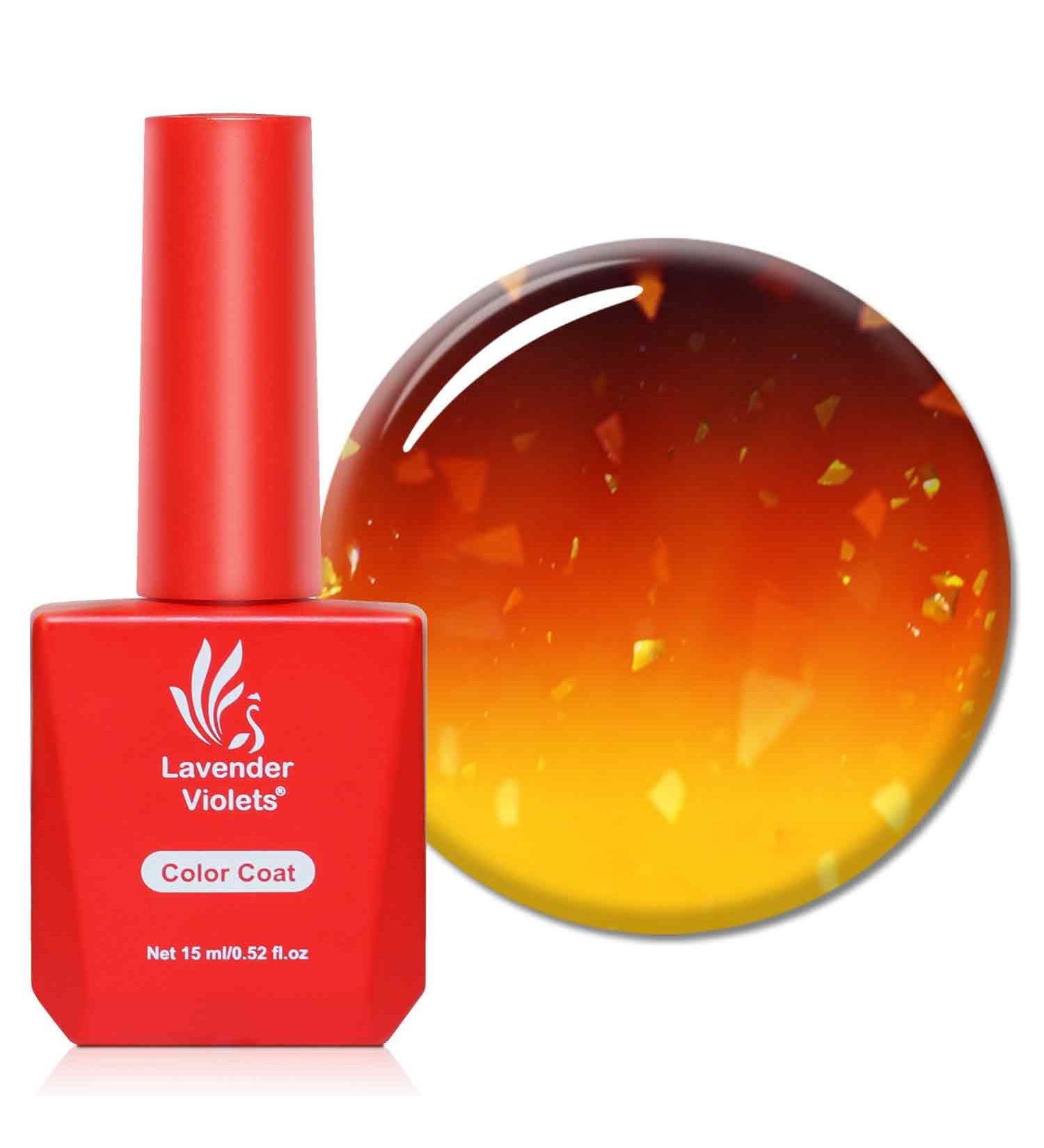 Lavender Violets 15ml Gel Nail Polish - Yellow to Dark Orange Mood Changing with Devil Sequin - Autumn/Winter UV LED Soak Off Manicure Pedicure - Buy Online on SooperMarket.com