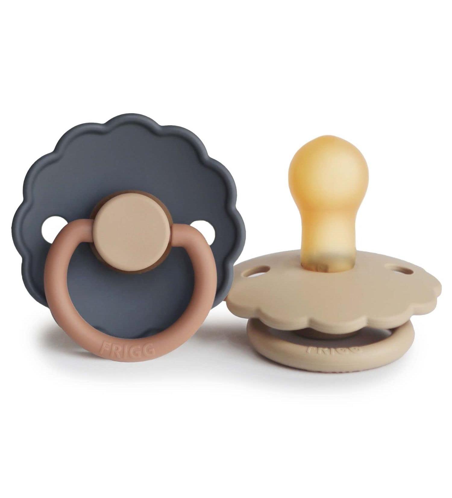 Frigg Daisy Latex Pacifier Set | 2-Pack BPA-Free Natural Rubber | Symmetrical Cherry Shape | Made in Denmark | Size 1 (0-6 Months) - Buy Online on SooperMarket.com