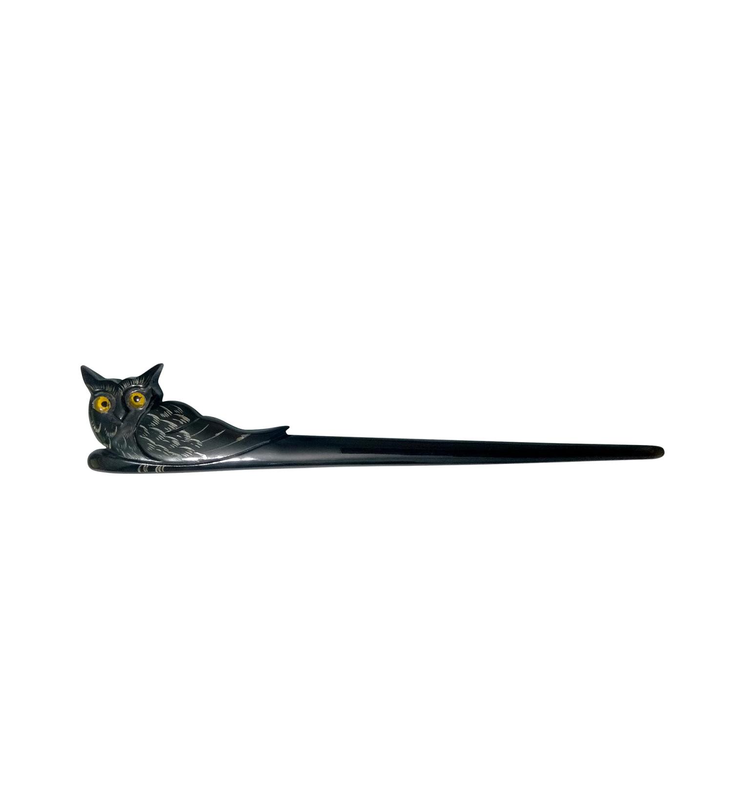 Marycrafts Buffalo Horn Owl Hair Sticks for Women - Long Hair Buns | Black - Buy Online on SooperMarket.com