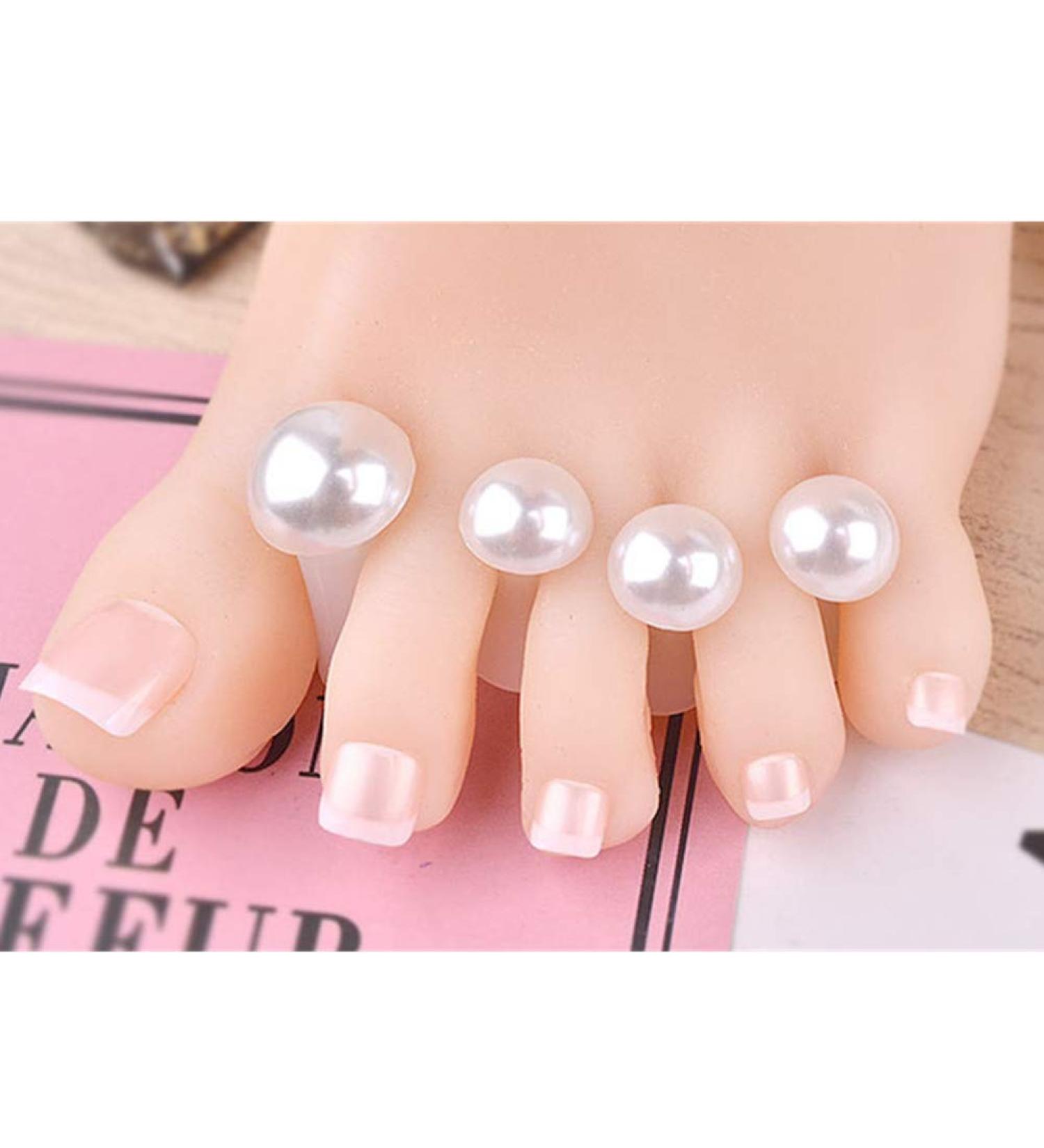 Pearl Silicone Toe Separator for Pedicure - 8pcs Toe Spacers for Feet, Stretchers, Spreaders, Polish Guards - Buy Online on SooperMarket.com