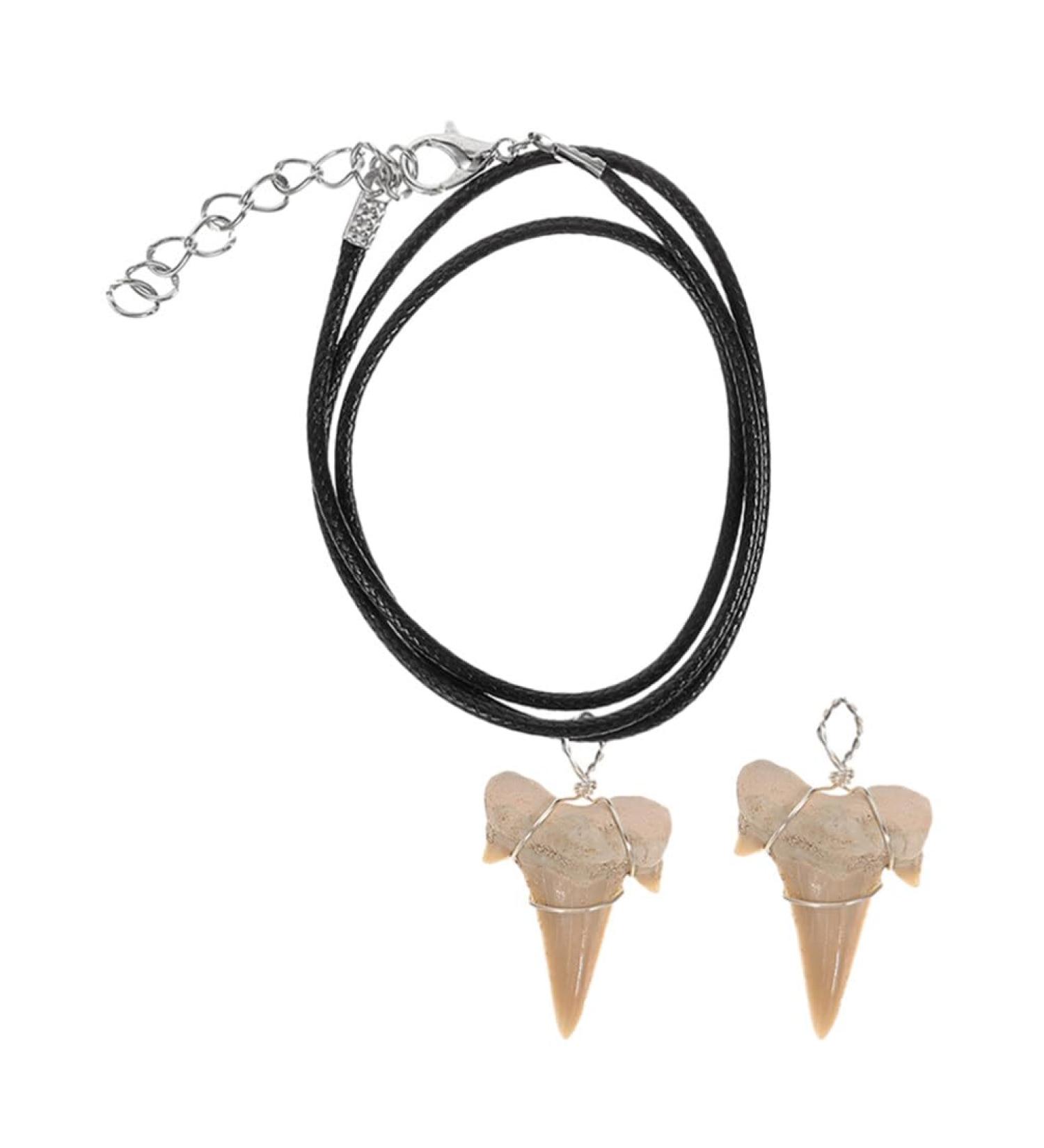 Toddmomy Wire Wrapped Fossilized Shark Teeth Necklace Shark Tooth Pendant Decoration Shark Teeth Charms Tooth Ornament - Buy Online on SooperMarket.com