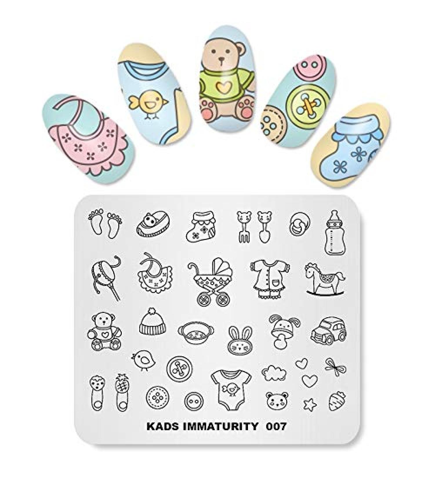 Alexnailart IM007 Nail Stamping Plate - Baby Toy Feeding Bottle Design for DIY Nail Art - Buy Online on SooperMarket.com