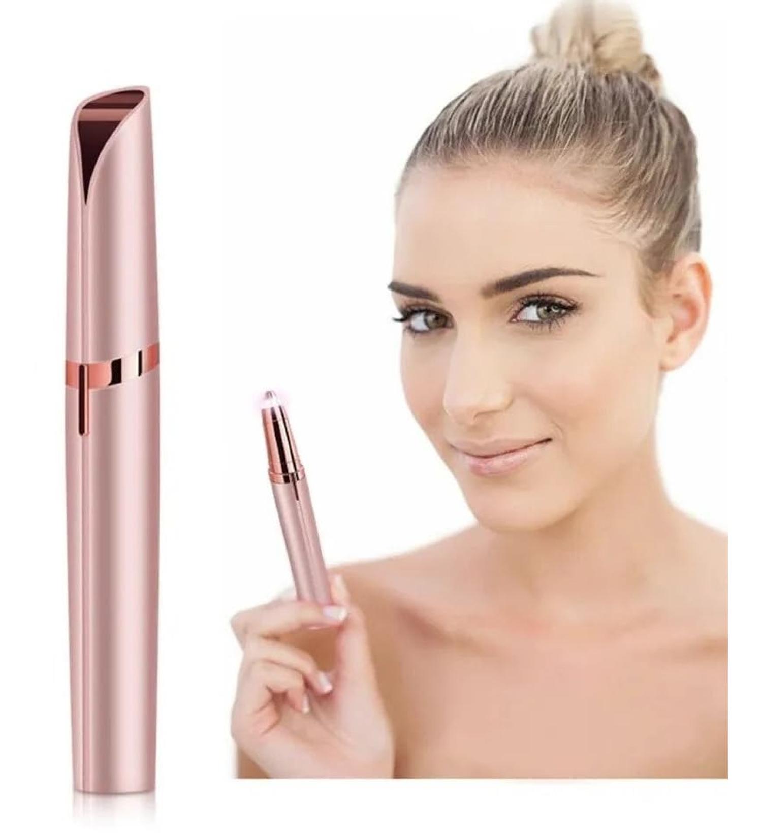Buy Eyebrow Hair Remover with LED Light - Rechargeable Electric Precision Trimmer for Women - Painless Portable Razor in Rose Gold - Flawless Hair Removal for Lips Nose & Chin - Buy Online on SooperMarket.com