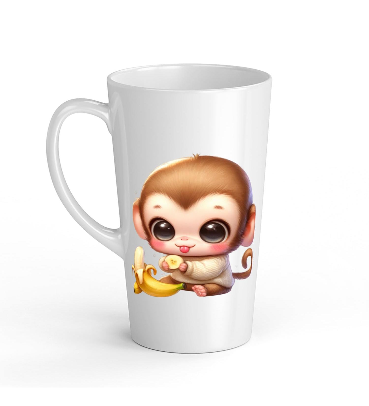 White Ceramic Baby Monkey Mug - Large 483 ml Perfect for Hot Chocolate or Milk Fun and Easy to Use
