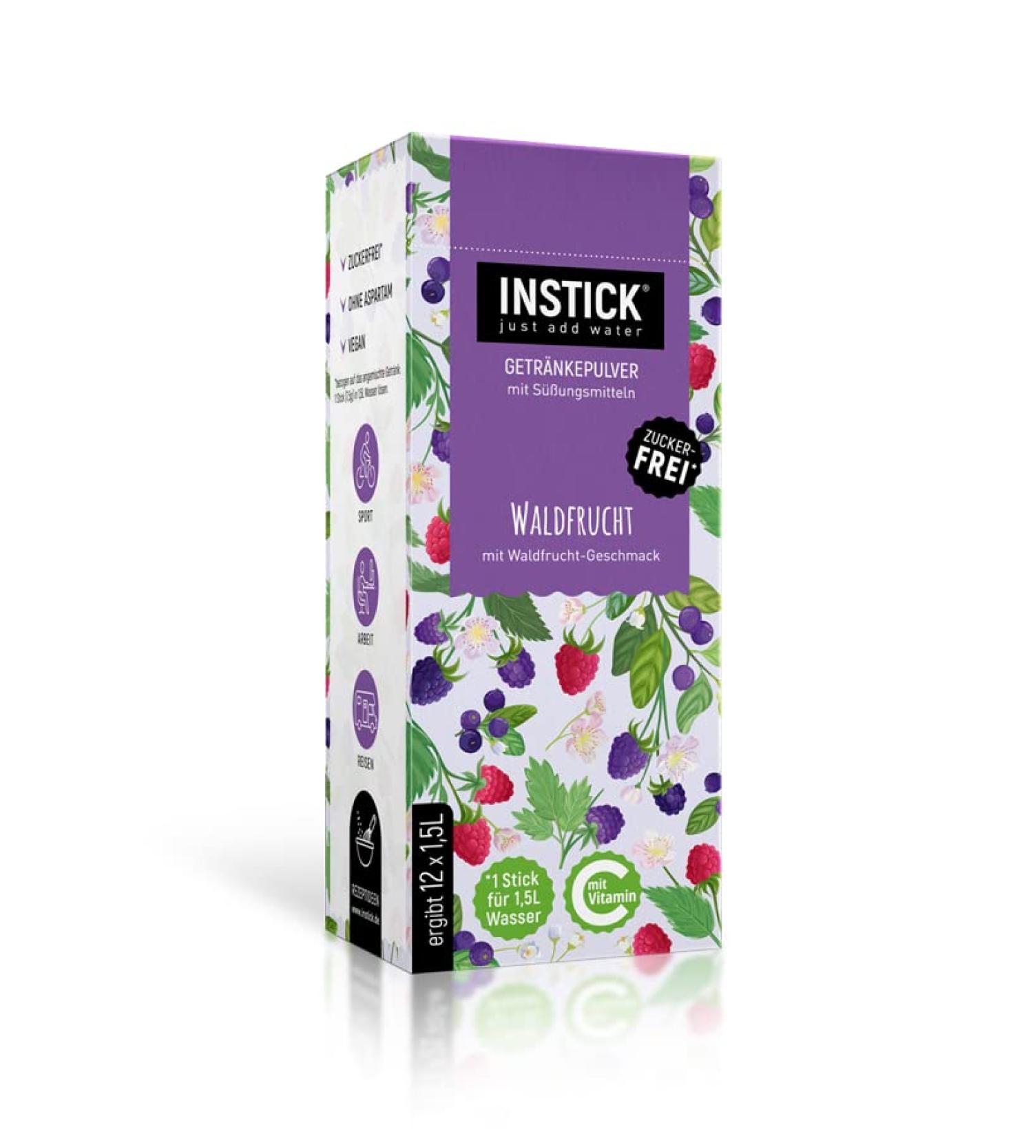 Intick Sugar-Free Instant Drink - Forest Fruit Flavor | Vegan Low-Calorie Vitamin C | 12 x 1.5L Packs - Refreshing Instant Beverage Powder - Buy Online on SooperMarket.com