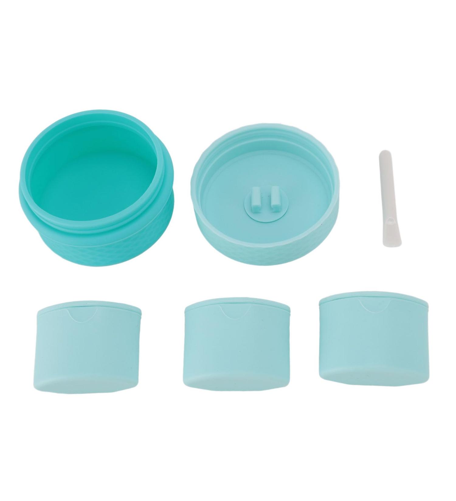 Silicone Cream Jars with Spoon Travel Silicone Makeup Container Portable 3 in 1 Outdoor for Women (Sky Blue) - Buy Online on SooperMarket.com