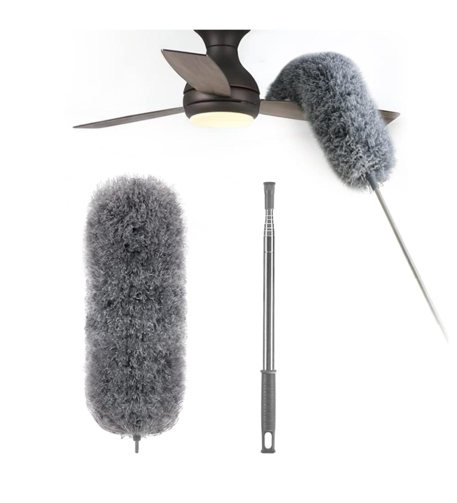Extendable Microfiber Feather Duster - 100 inch Long Handle Dusting Tool for All-Round Home Cleaning - Gray - Buy Online on SooperMarket.com