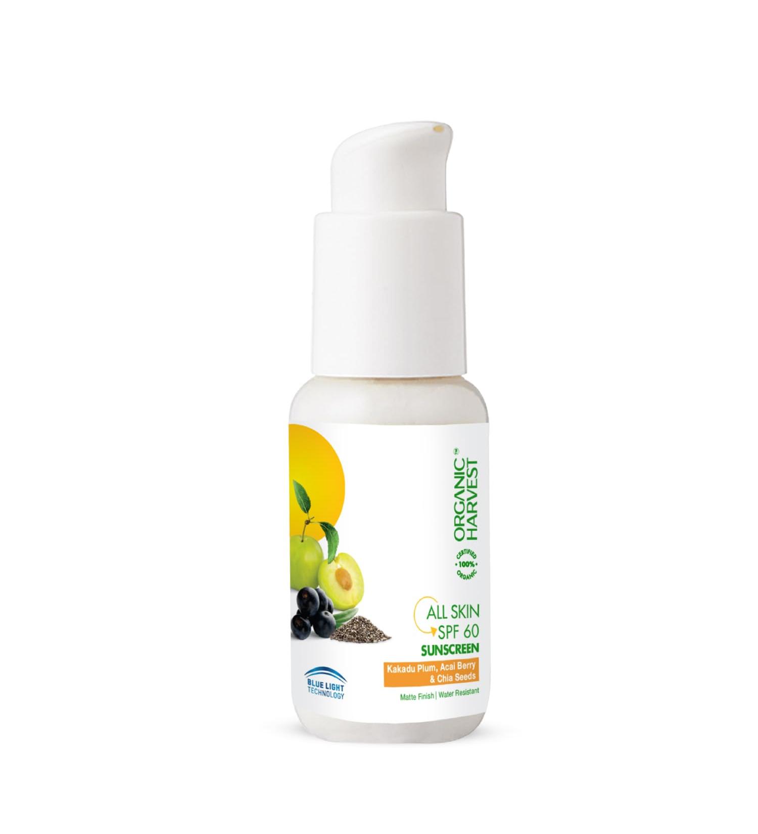 All Skin SPF 60 Sunscreen - Organic Kakadu Plum Acai Berry & Chia Seeds | Hydrating & Protective for Dry & Oily Skin | 100% American Made | 50gm Triple Action Formula - Buy Online on SooperMarket.com