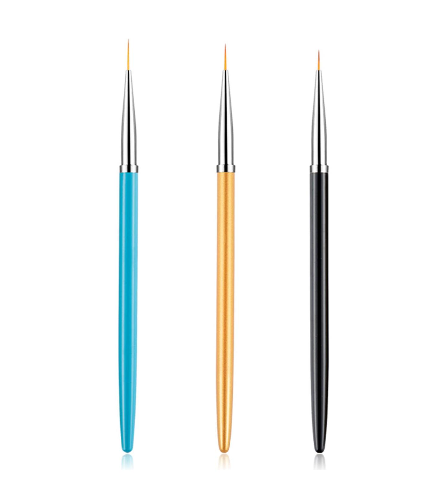 Sularpek 3PCS Nail Art Liner Brushes for UV Gel & Acrylic Painting - Short Strokes, Details & Blending - 7/9/11mm - Buy Online on SooperMarket.com
