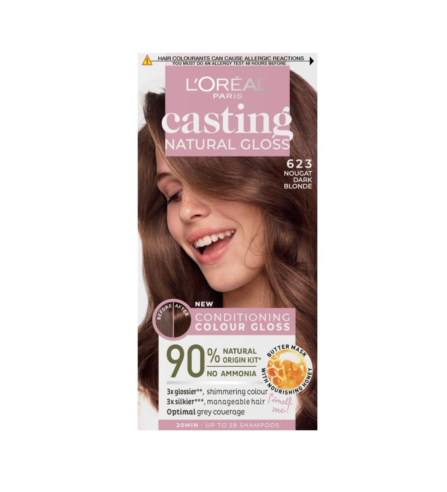 L'Oreal Paris Ammonia-Free Semi-Permanent Hair Dye 623 Nougat Dark Blonde Miel - Natural Glossy Finish - 1 Application - Buy Online on SooperMarket.com