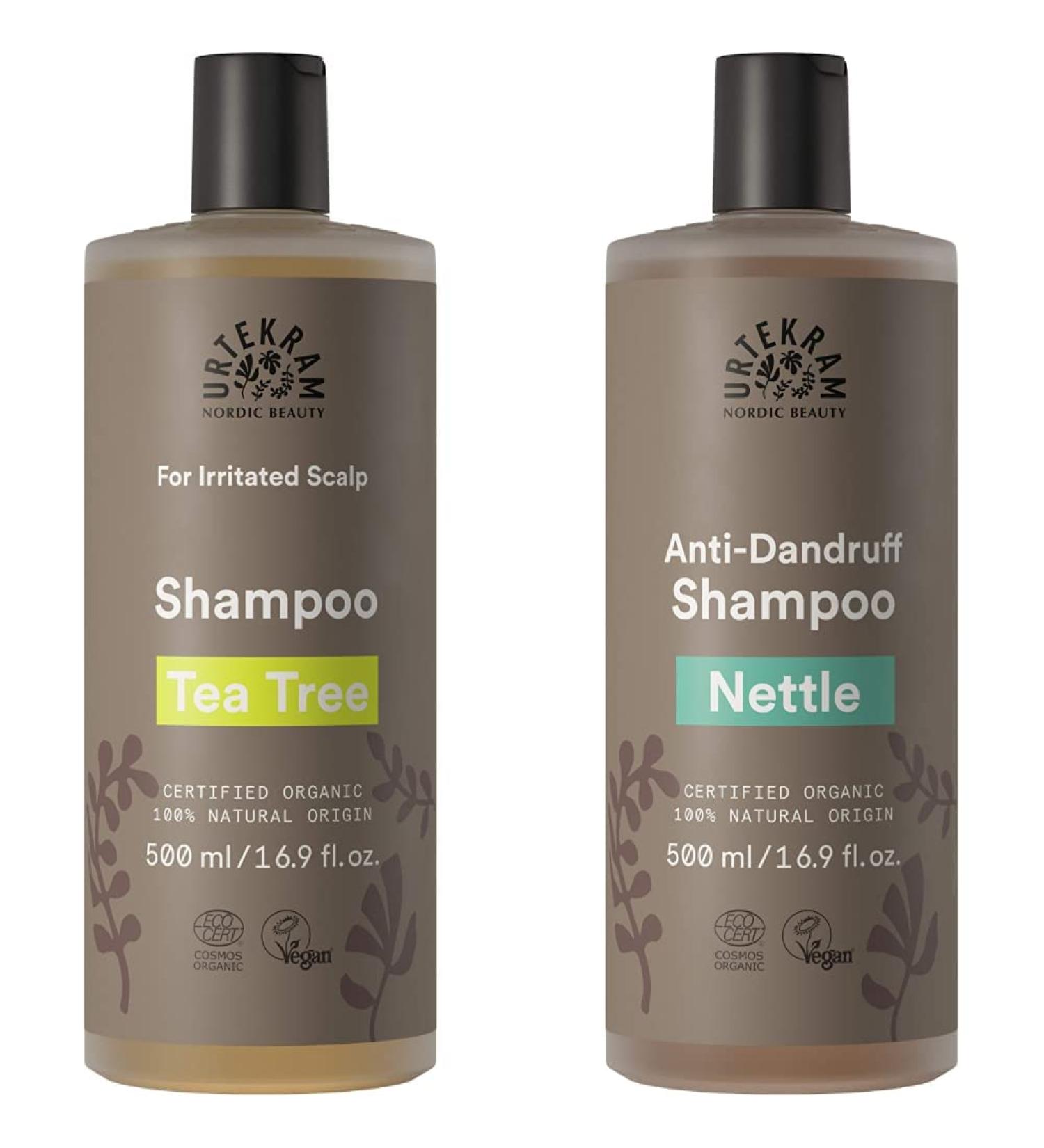 Urtekram Organic Tea Tree & Nettle Shampoo Bundle - 500ml | Soothing for Irritated Scalp & Anti-Tangle Care - Buy Online on SooperMarket.com