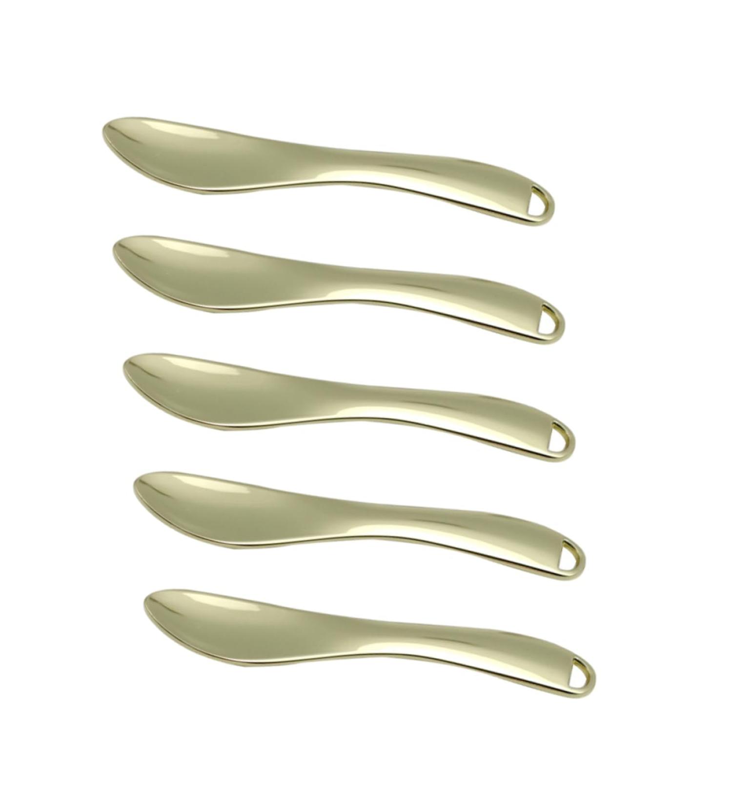 BELLIFFY 5pcs Cosmetic Beauty Spoon Face Cream Applicator Makeup Spatulas Small Eye Cream Zinc Alloy Golden 6.5X1.3X0.3CM Golden - Buy Online on SooperMarket.com