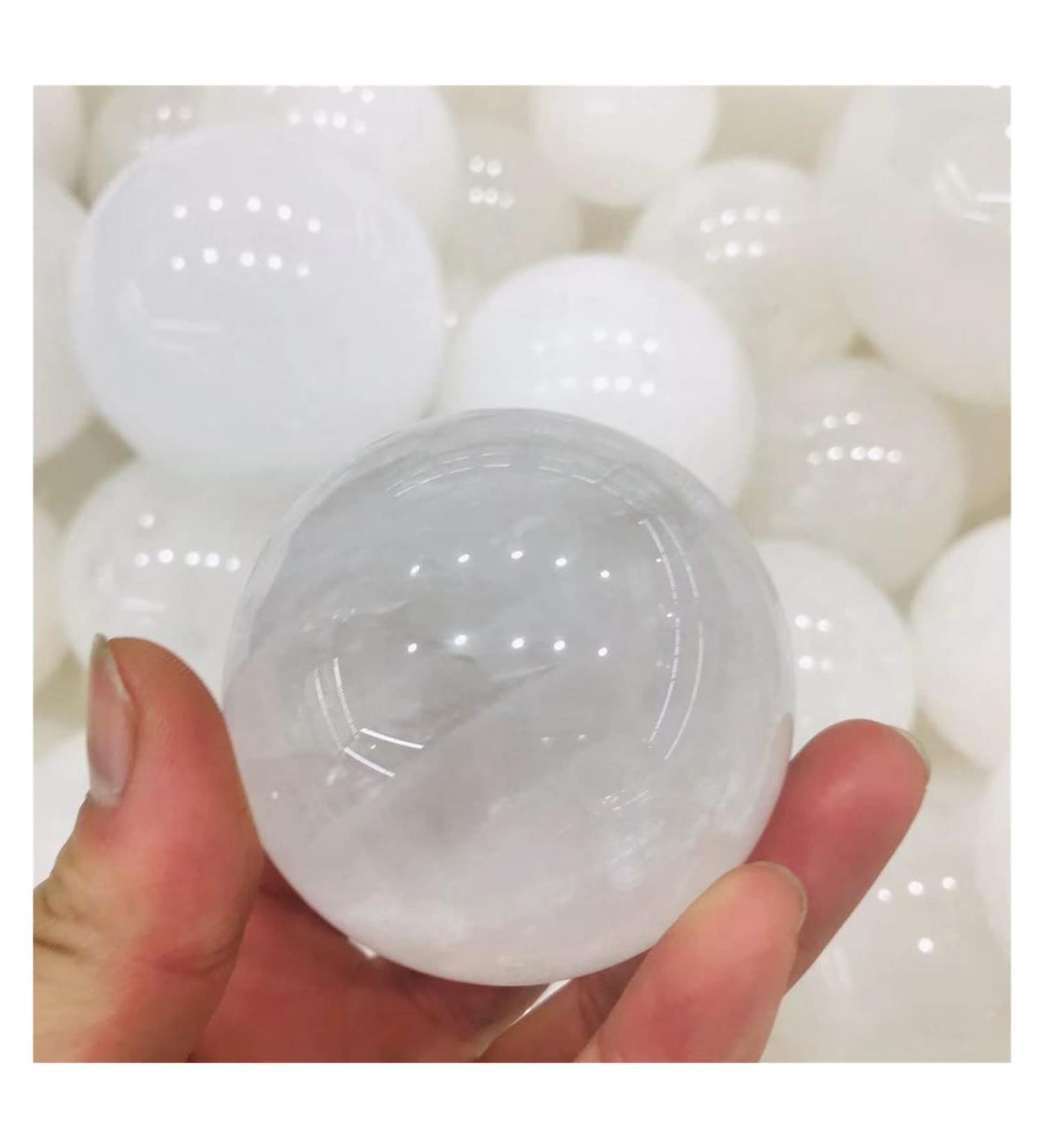 Natural Crystal Rough Natural Sphere 1pc Natural White Clear Calcite Crystal Spheres Balls for Gift for Decoration Gift Decoration feng Shui. (Color : 55-65mm) - Buy Online on SooperMarket.com