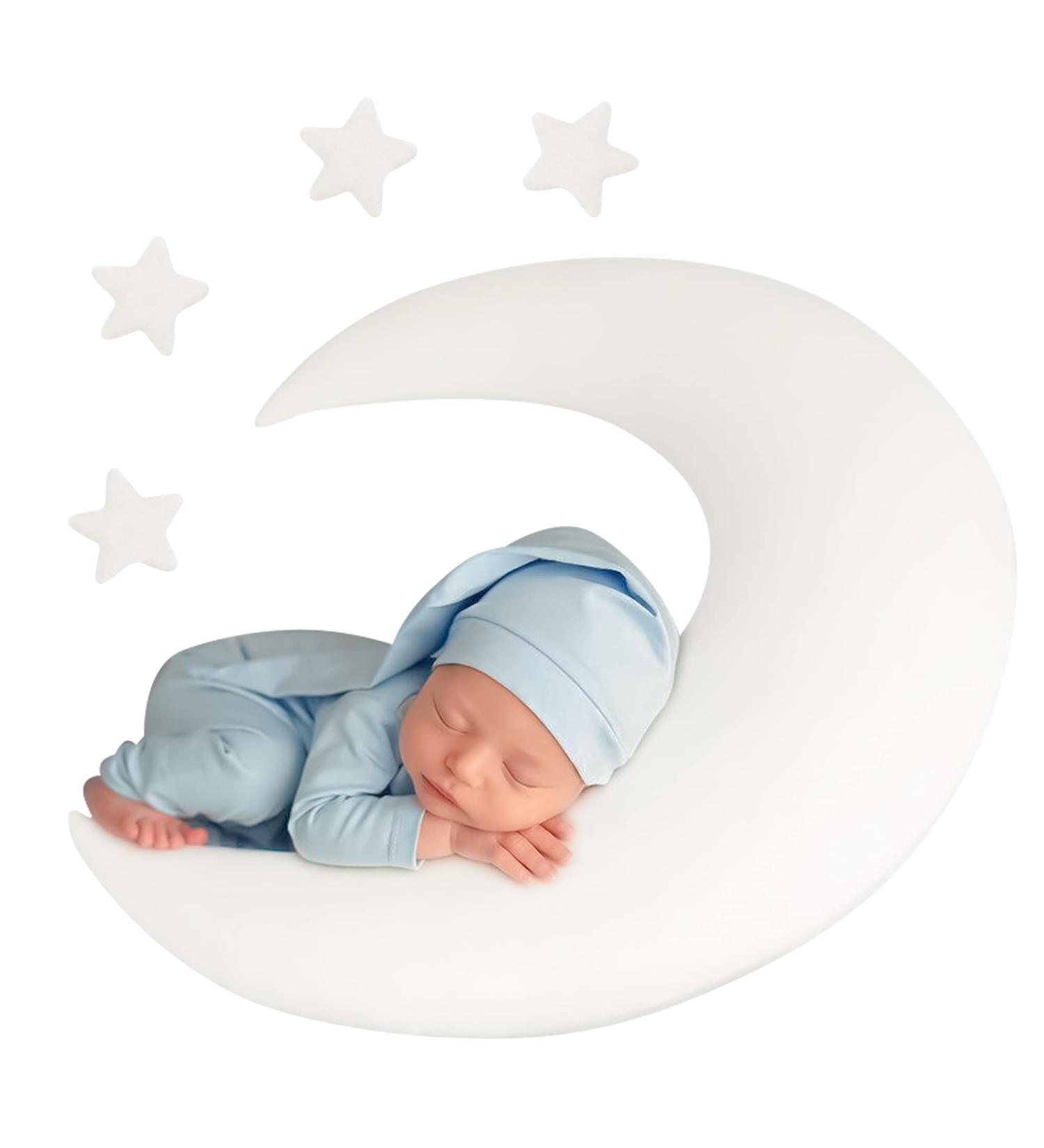M&G House Newborn Photography Accessories Pillow Set - Half Moon and Star Pillows for Baby Photoshoot Props in White - Buy Online on SooperMarket.com