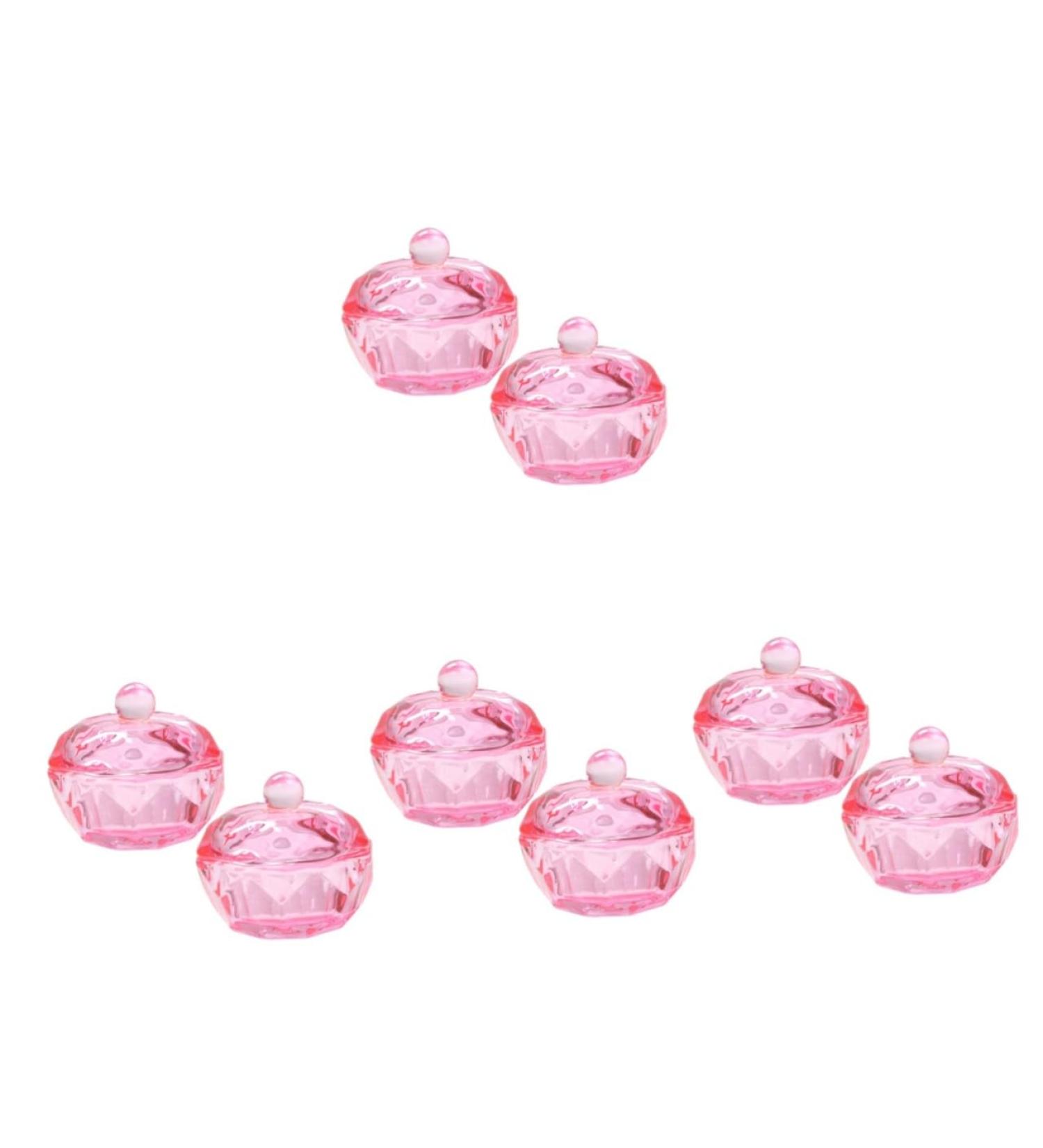 FRCOLOR 8 Pcs Pink Plates Nail Cleaner Drill Bits for Nails Nail Dappen Dish Dappen Bowl Nail Organizers and Storage for Nail Tech Monomer Dish with Lid Vegetable Bowl Glass With Cover 4.2x4.2cmx4pcs Pinkx4pcs - Buy Online on SooperMarket.com