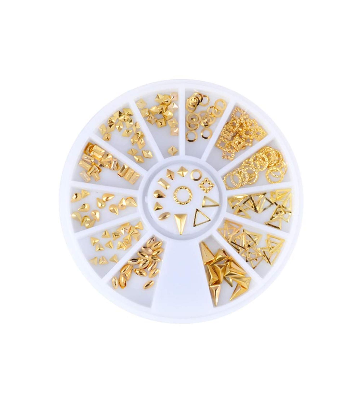 Frcolor 120 Pcs Rose Gold Nail Art Studs - 3D DIY Nail Charms & Decorations | Mixed Metallic Rivets & Shapes - Buy Online on SooperMarket.com