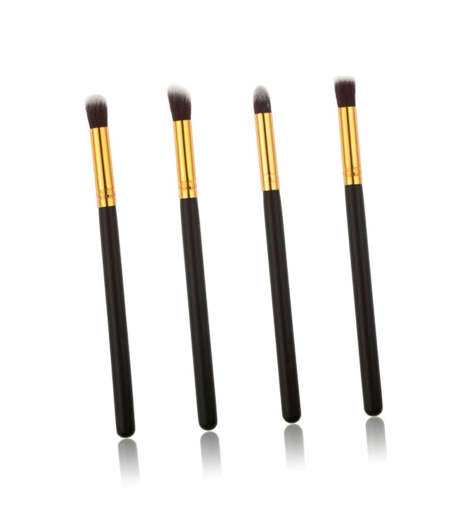 FOYTOKI 4pcs Set Eye Make-up Brush Kit Synthetic Hairs Brushes Eyeshadow Stick Eye Makeup Eyeliner Black