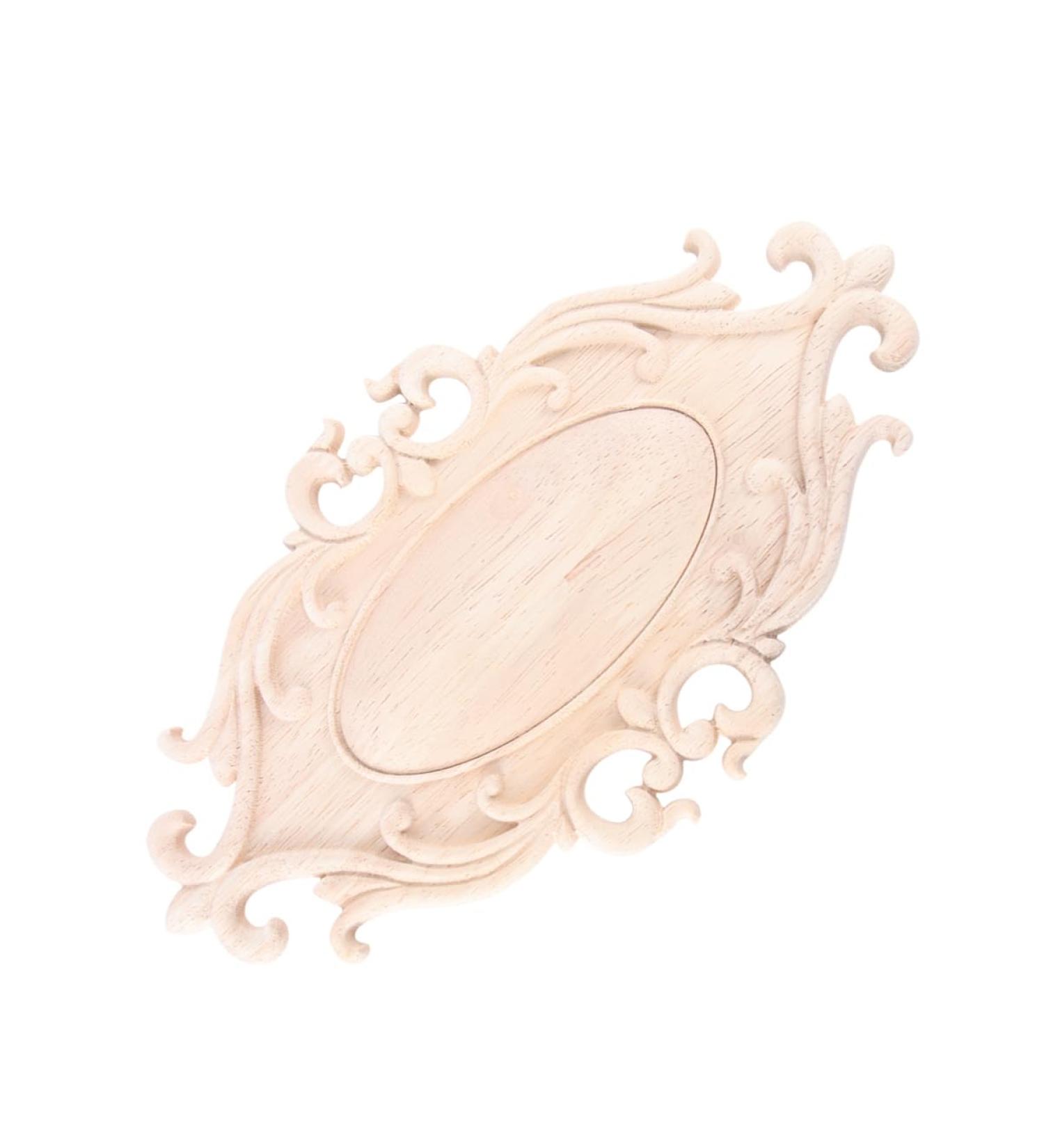RORPOIR 1pc Unpainted Frames Decorative Appliques for Furniture Wood Onlays for Bed Flowers Carved - Buy Online on SooperMarket.com