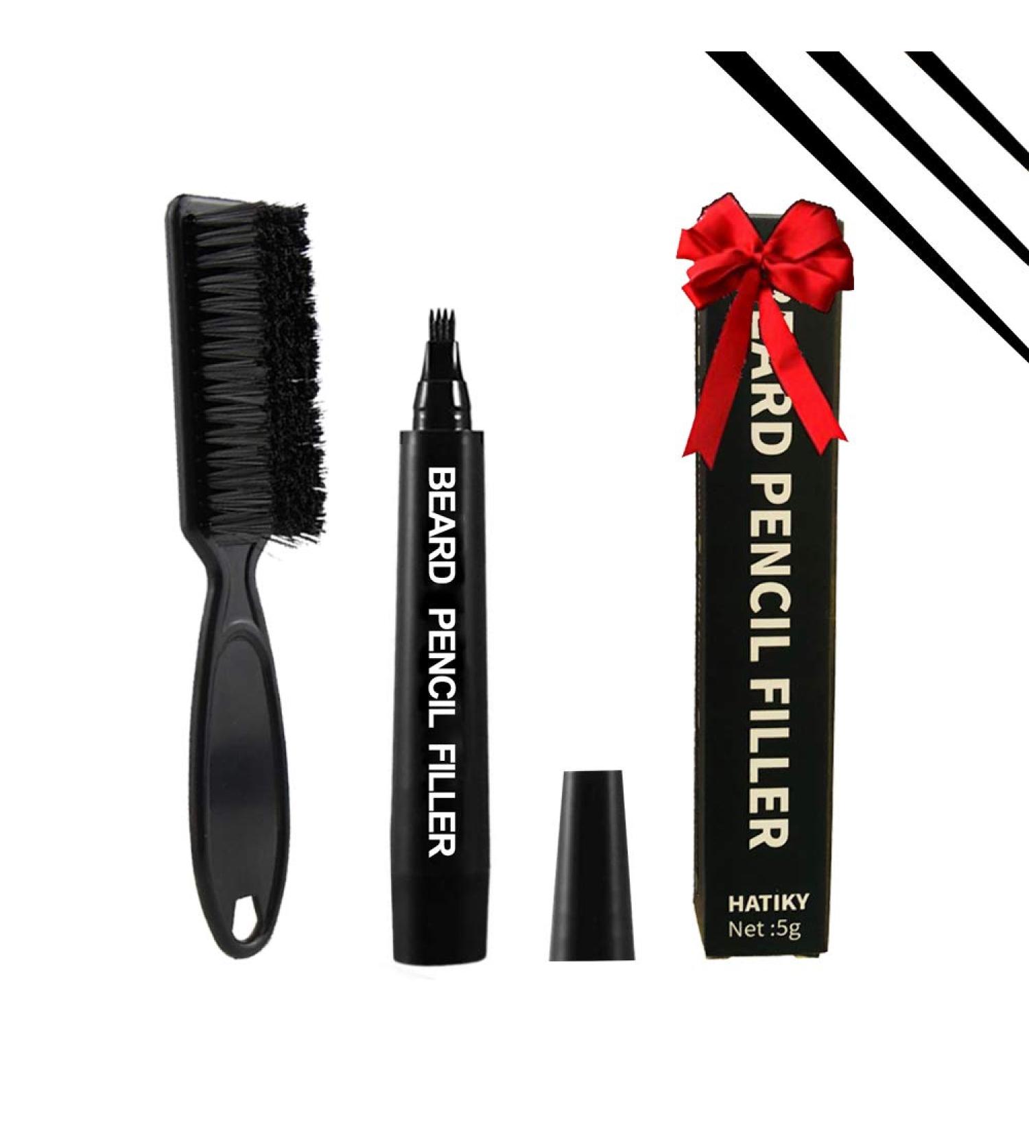 HATIKY Beard Pencil Filler for Men - Long Lasting Waterproof Beard Pen & Brush - Black - Buy Online on SooperMarket.com