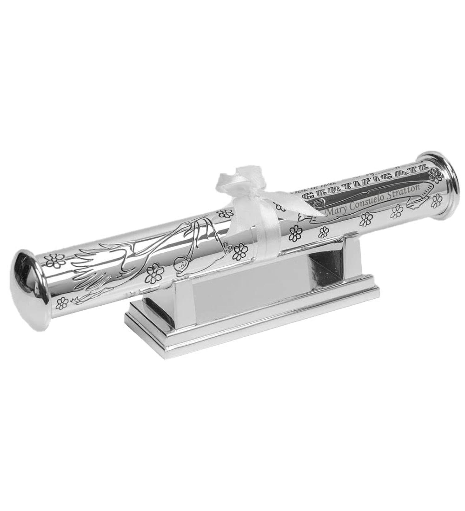 Custom Engraved Silver Birth Certificate Holder with Stand - Personalized Gift Box Included - Buy Online on SooperMarket.com