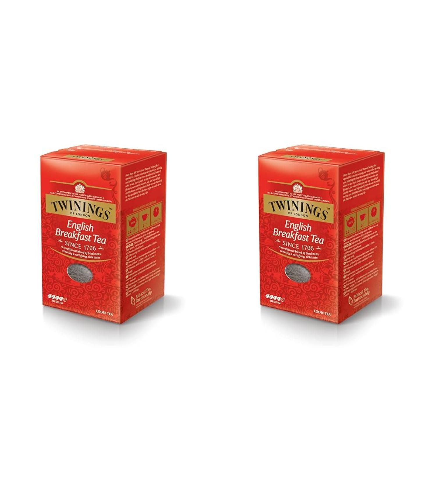 Twinings English Breakfast Tea - Premium Black Tea Loose - 200g (Pack of 2) - High-Quality Leaves from Sri Lanka & India - Ideal for Strong Brew - Buy Online on SooperMarket.com