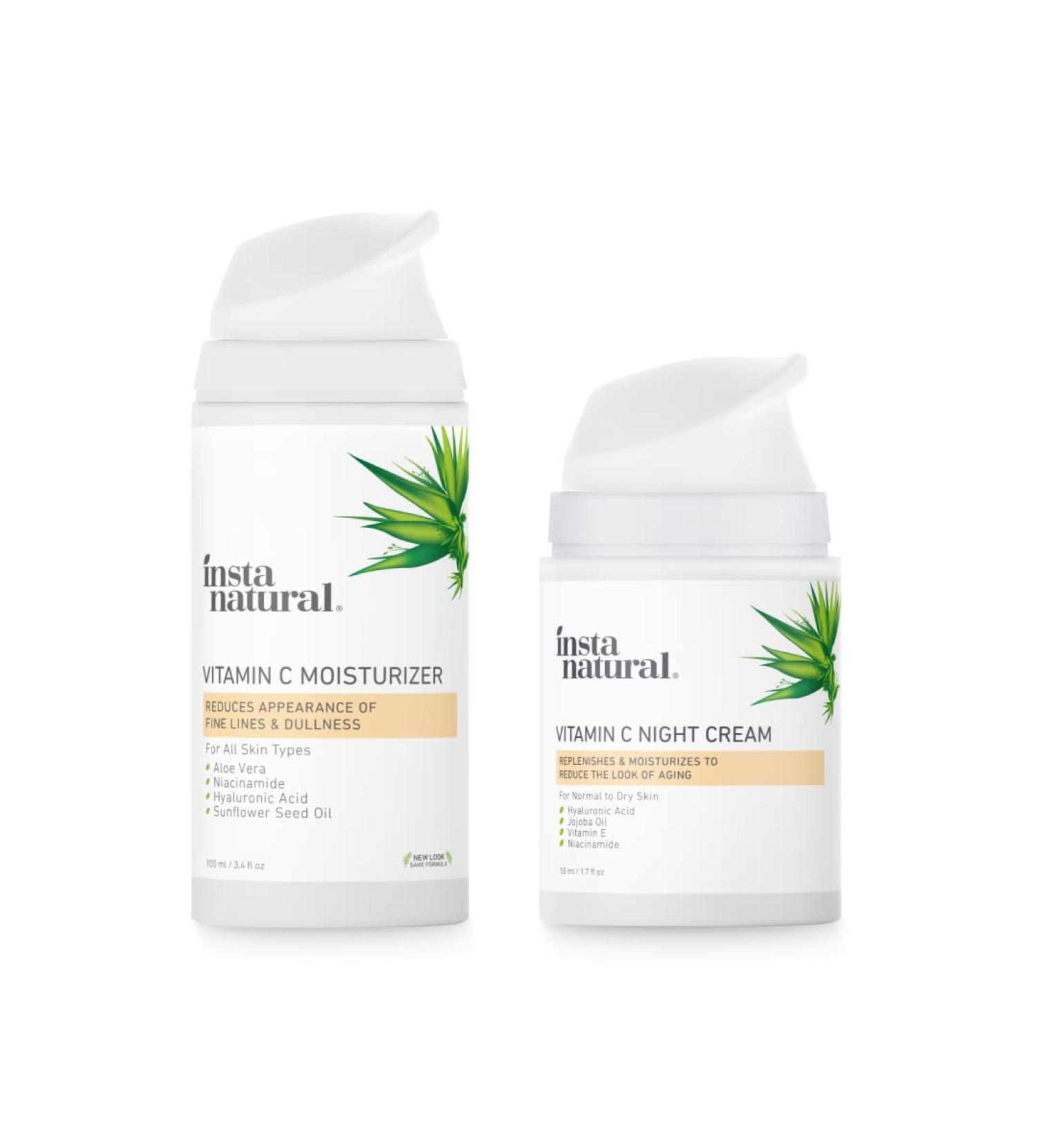 InstaNatural Vitamin C Moisturizer & Night Cream Duo - Brightening & Hydrating Skincare - Buy Online on SooperMarket.com
