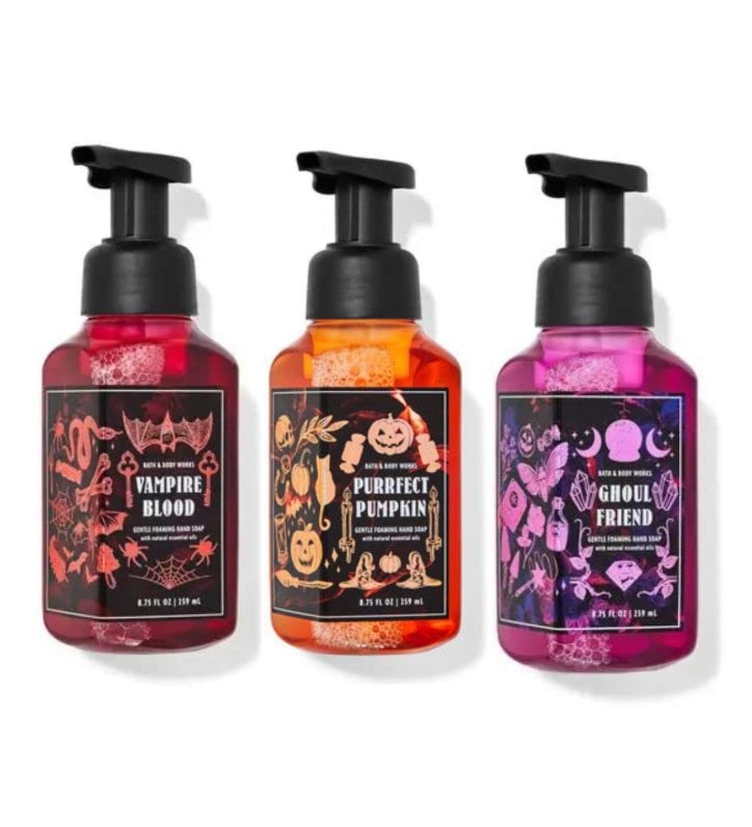 Bath and Body Works Halloween Gentle Foaming Hand Soap Trio - Ghoul Friend Vampire Blood Purrfect Pumpkin 8.75 Fl Oz (Pack of 3)