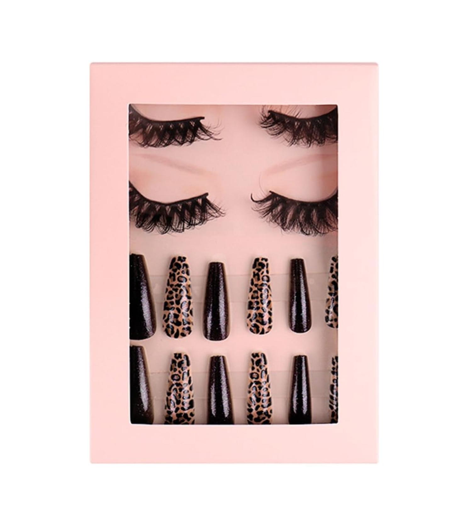 Press On Nails & Faux Mink Lashes Set | Natural Look Stick-On Nails & False Eyelashes for Effortless Beauty - Buy Online on SooperMarket.com