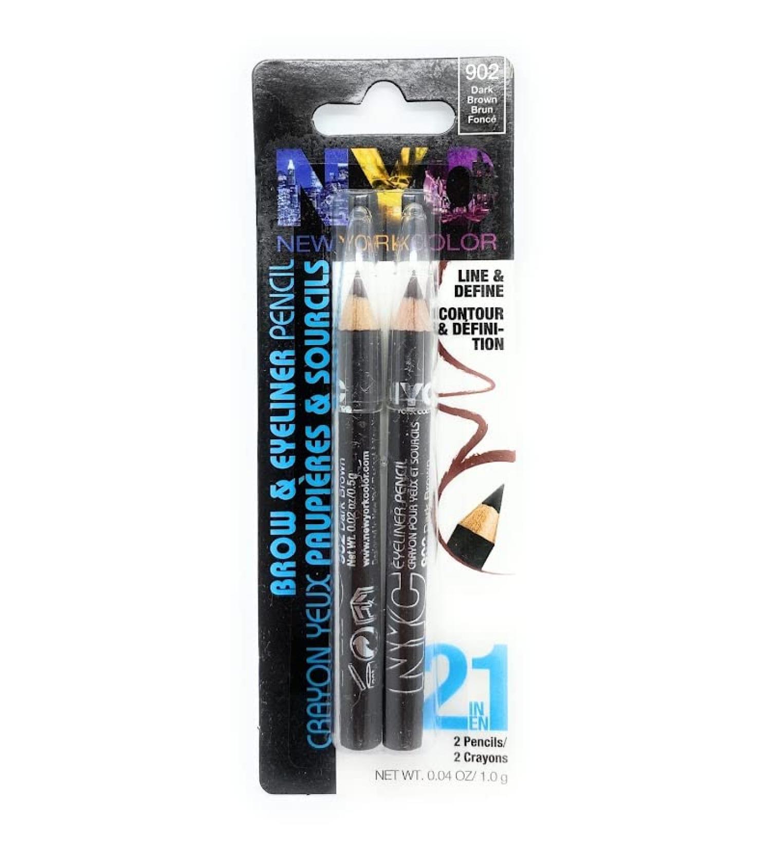 NYC Brow and Liner Pencil Set - Dark Brown (1 Pair) | Enhance Your Brow and Eye Makeup - Buy Online on SooperMarket.com