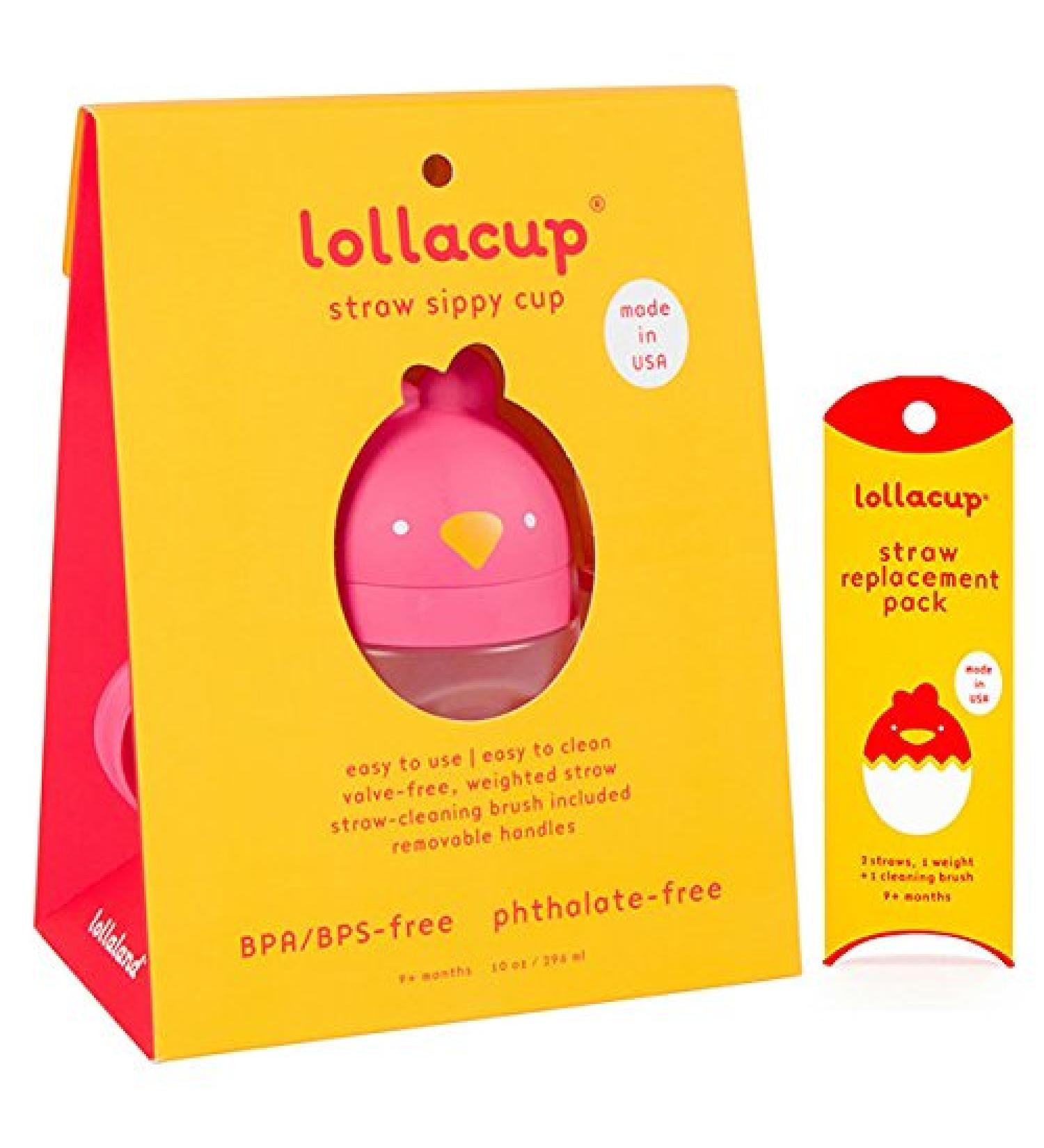 Lollaland Weighted Straw Sippy Cup | Made in USA | Infant & Toddler Transition Cup | Shark Tank Product (Pink) - Buy Online on SooperMarket.com