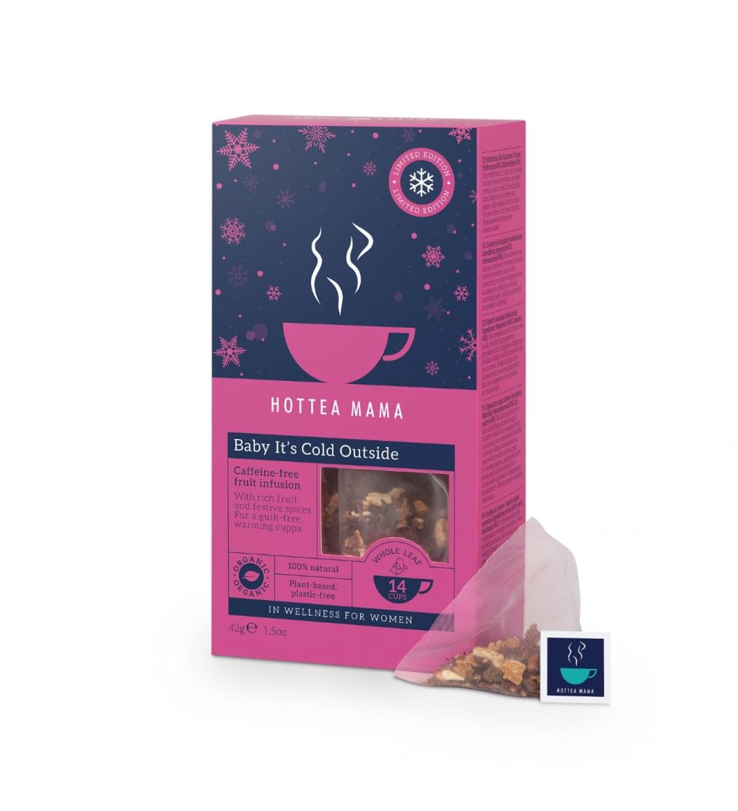 HOTTEA MAMA | Baby It s Cold Outside | Organic Whole Fruit Tea | Mulled | Caffeine Free | Christmas Tea | 14 Whole Leaf Biodegradable Pyramid Bags - Buy Online on SooperMarket.com