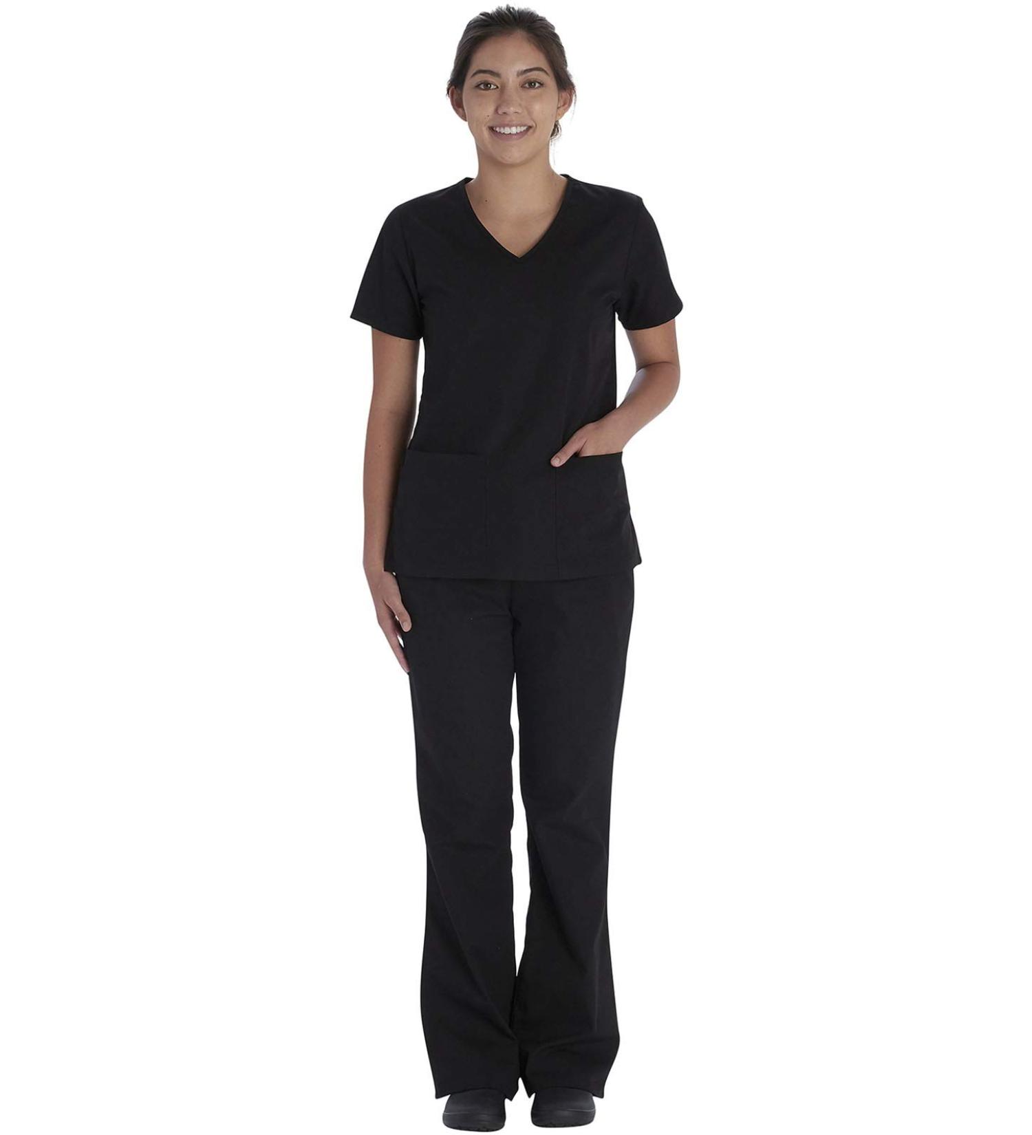 Vital Threads Women's Scrubs Set - V-Neck Top & Drawstring Pant - Black - Size XL - Buy Online on SooperMarket.com