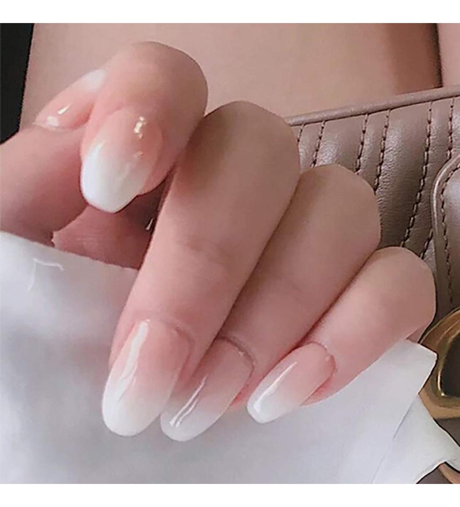 Brishow Short Fake Nails Peach Gradient Ballerina - 24pcs Full Cover Acrylic Stick on Nails for Women and Girls - Buy Online on SooperMarket.com