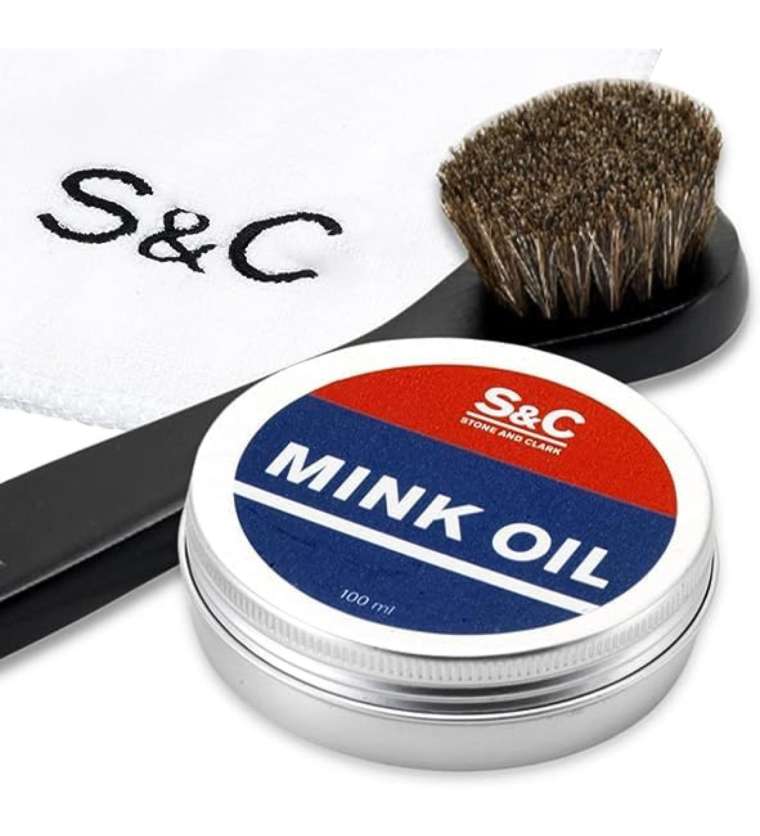 Stone and Clark Mink Oil for Leather Boots 3.5 oz. with Shoe Polish Applicator - Leather Conditioner & Protector for Boots, Belts, and More - Buy Online on SooperMarket.com
