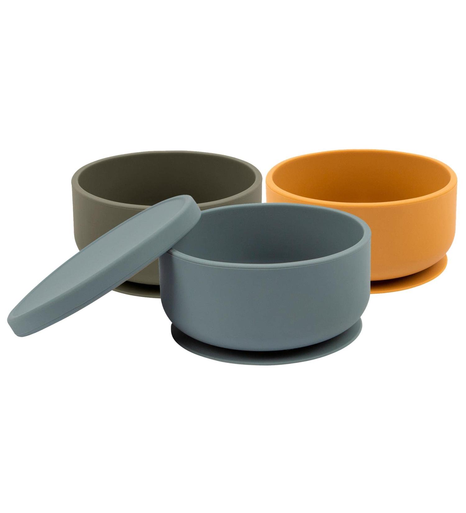Tiny Dining Baby Silicone Suction Bowl Set with Lids - 3pc Multicolour Set - Buy Online on SooperMarket.com