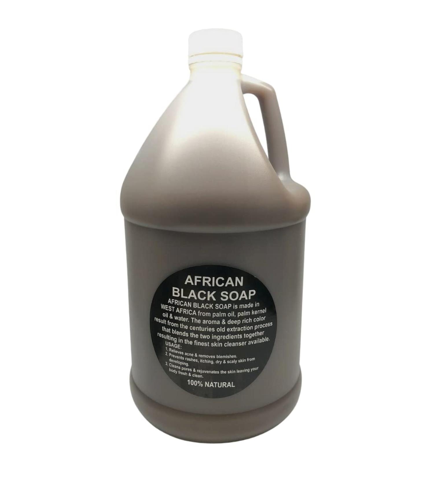 Liquid African Black Soap 1 Gallon - 100% Pure Natural Organic From Ghana | Body Wash Face Cleanser Hair Shampoo & Hand Soap Bulk Unscented 128 Fl Oz (Pack of 1)