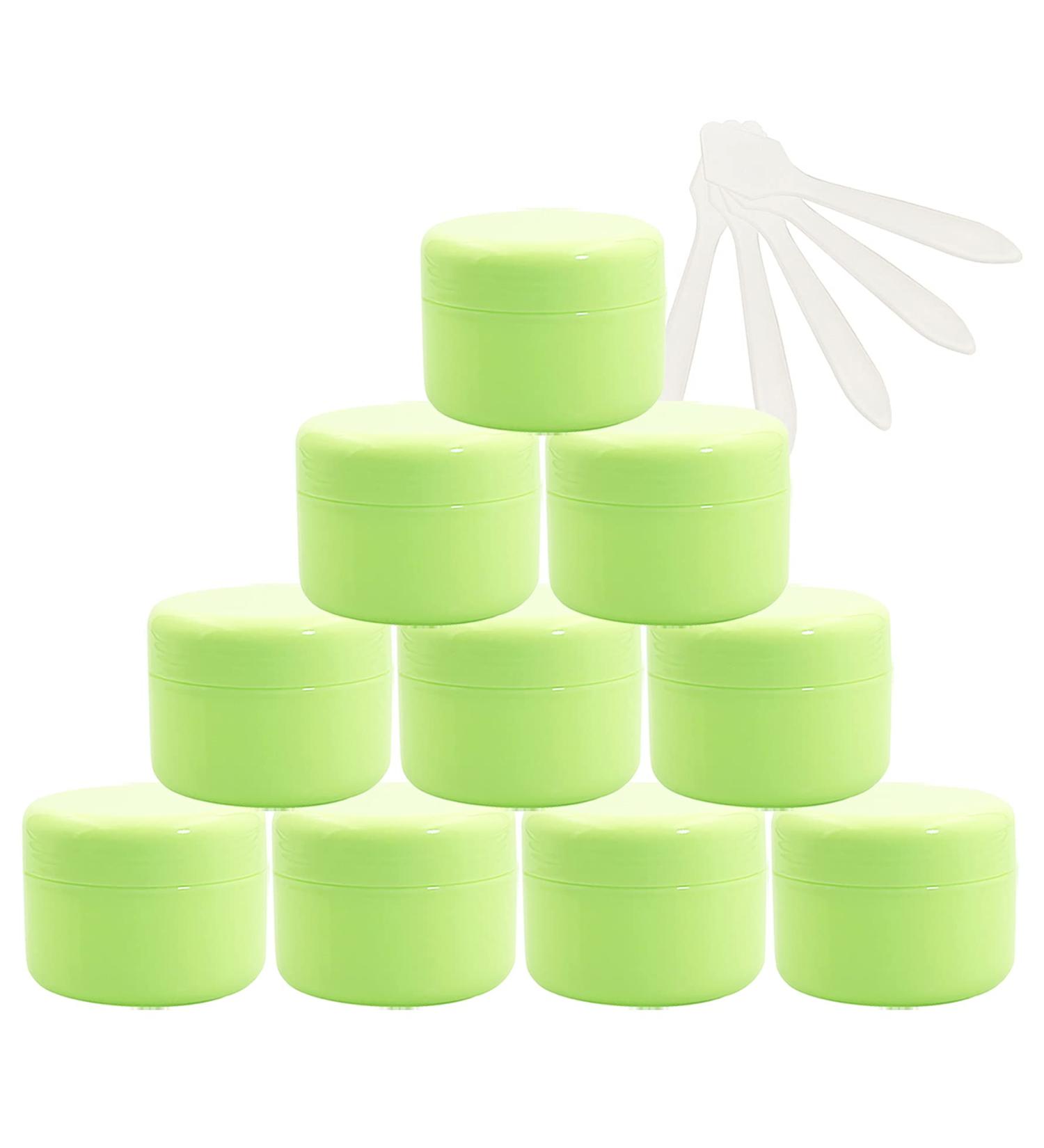 Tianzd 12-Piece Green Plastic Cream Can Set (30ml) - Empty Cosmetic Containers with Lids & 5 Spatulas - Ideal for Skincare & Travel - Buy Online on SooperMarket.com