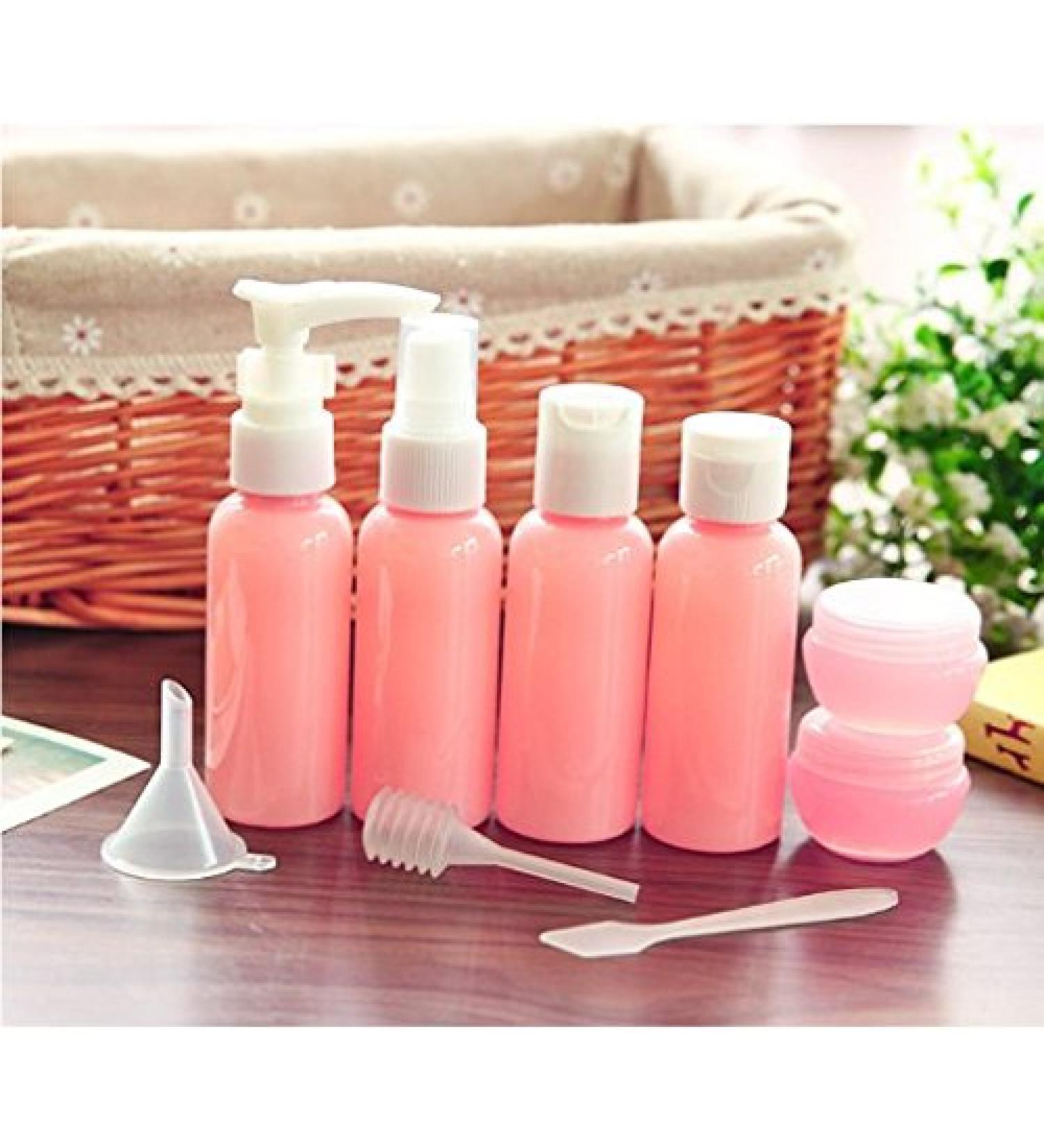 WOIWO 9-Piece Travel Kit - Plastic Spray Bottles Lotion Shampoo & Cosmetic Containers for International Shipping - Buy Online on SooperMarket.com
