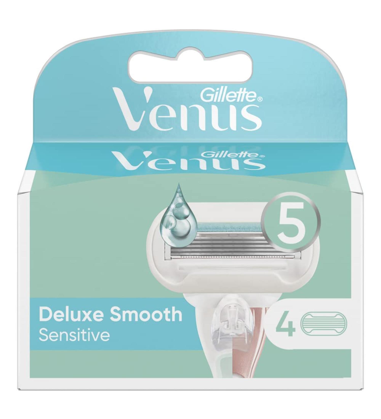 Buy Gillette Venus Deluxe Smooth Sensitive Razor Blades for Women - 4 Replacement Blades | International Shipping Available - Buy Online on SooperMarket.com
